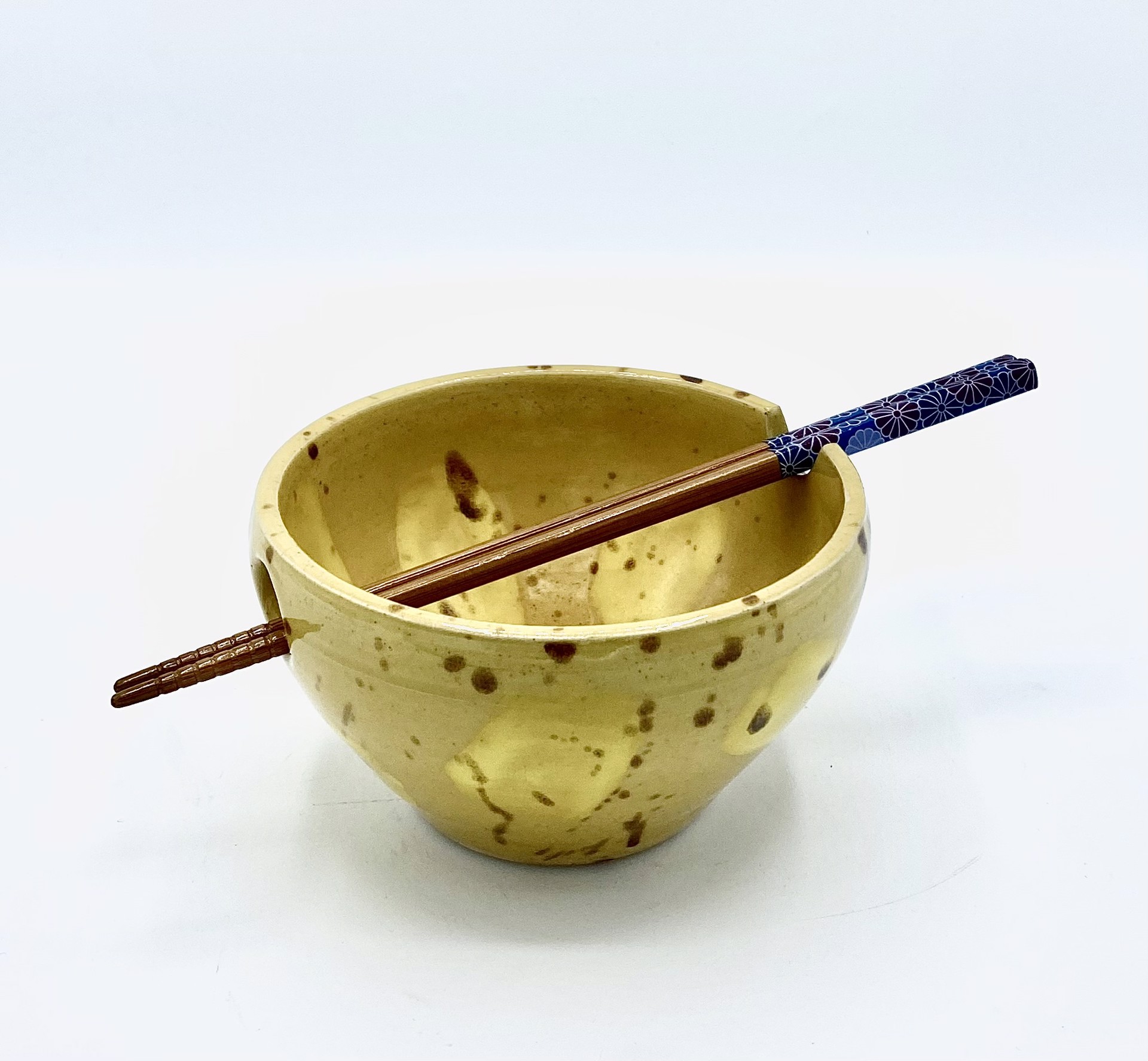 Small Yellow  Noodle Bowl by Messy Pots Pottery
