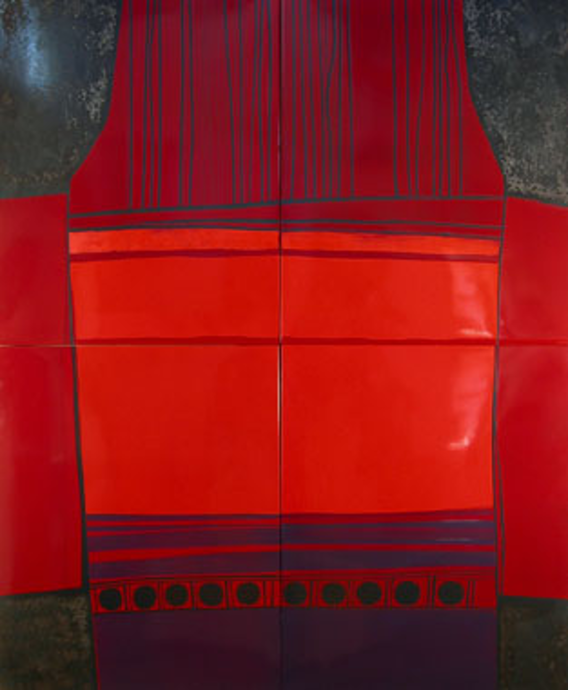 Ancient Textile  4 Panel Red/Purple/Orange by Harriet Johns