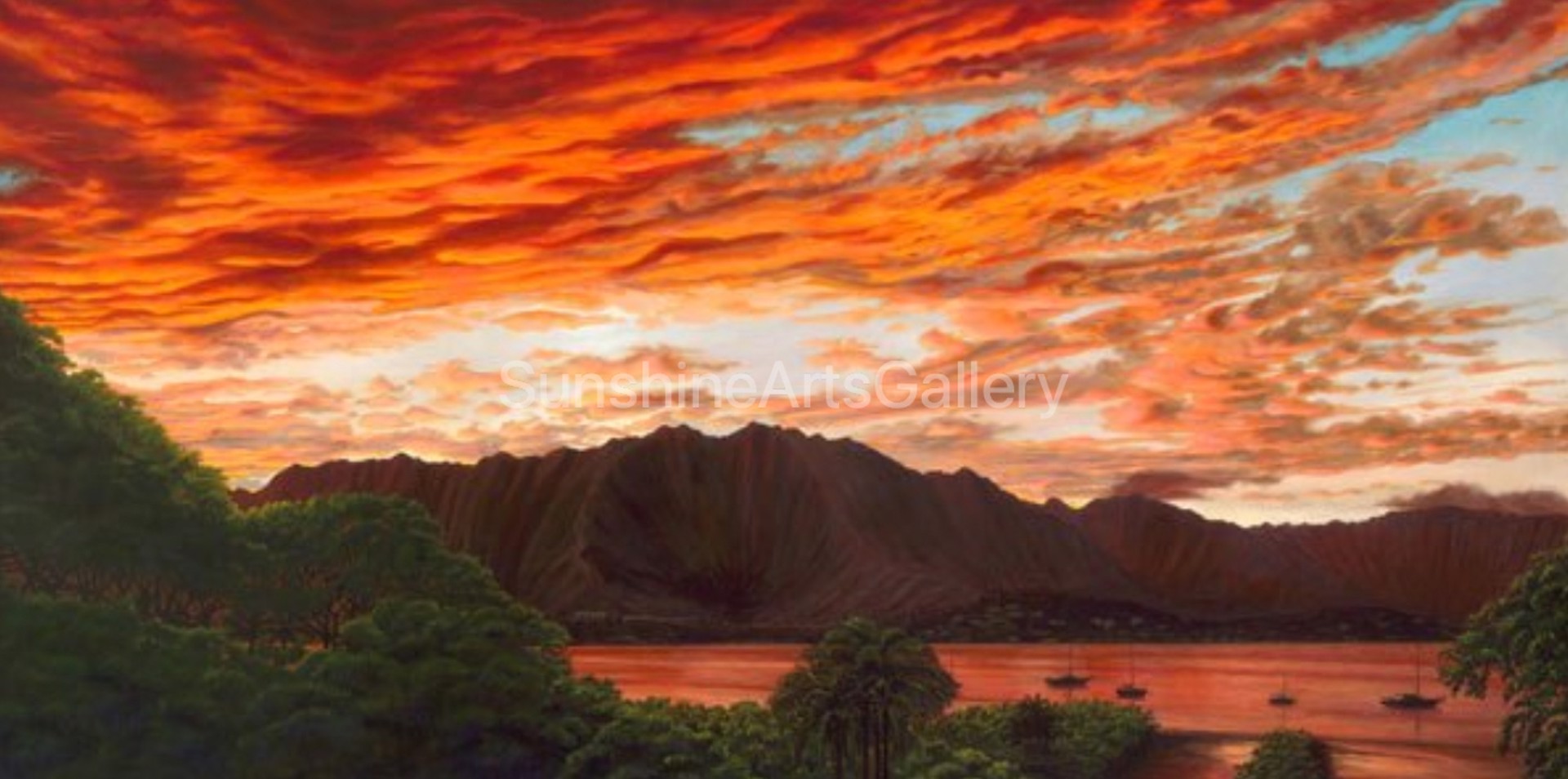 Fiery Kāneʻohe Bay Sunset by Pati O'Neal