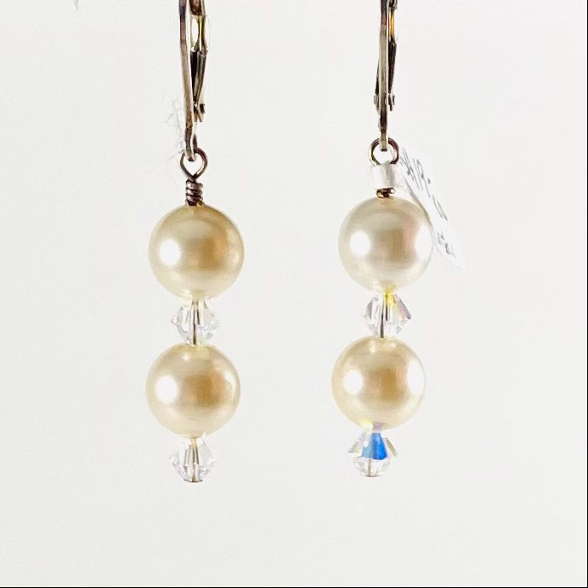SHOSH19-10 Pearl, Crystal, Silver Earrings by Shoshannah Weinisch