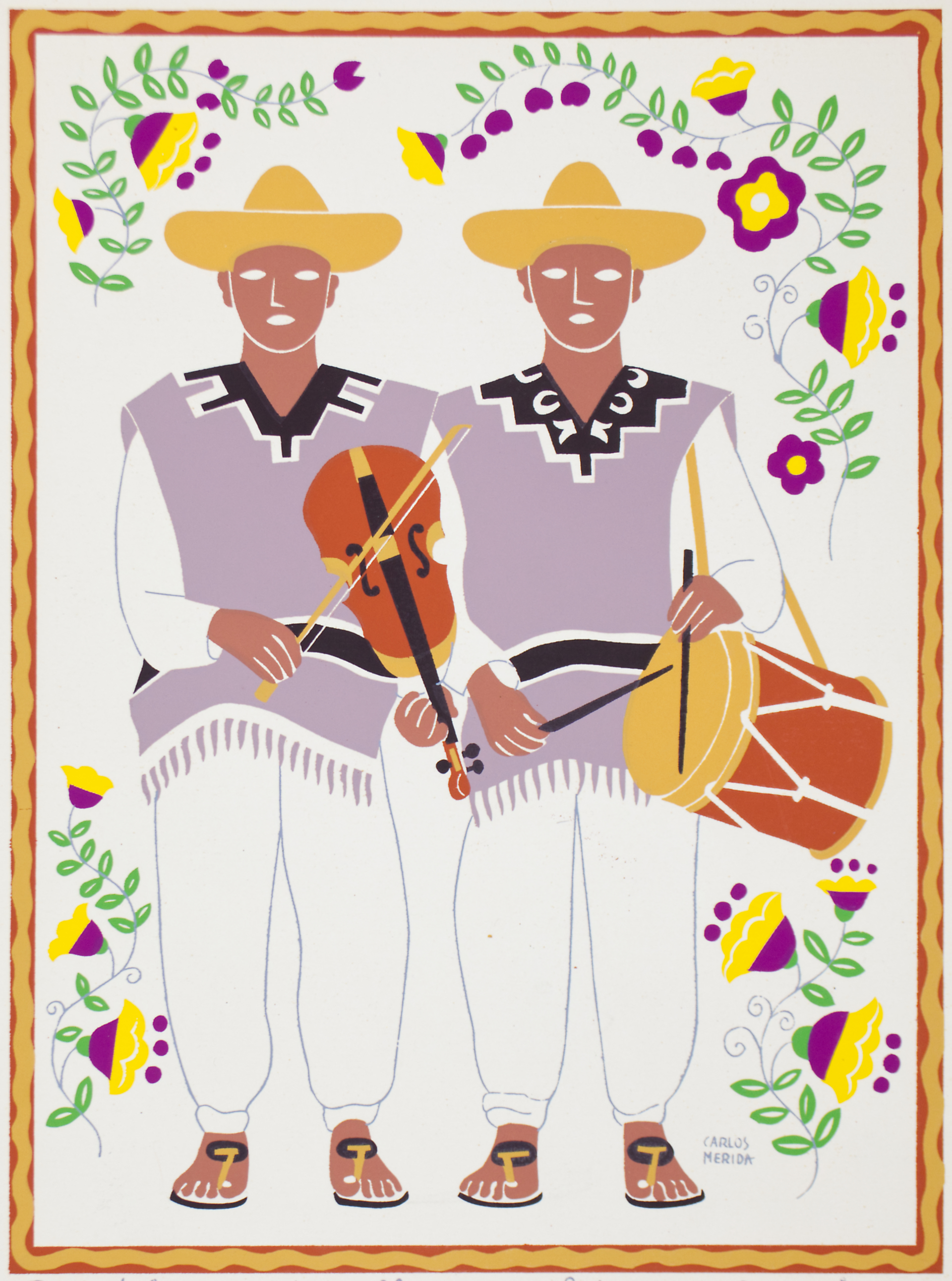 Músicos De Atotonilco. Estado De Guanajuato. (Framed) by Carlos Mérida