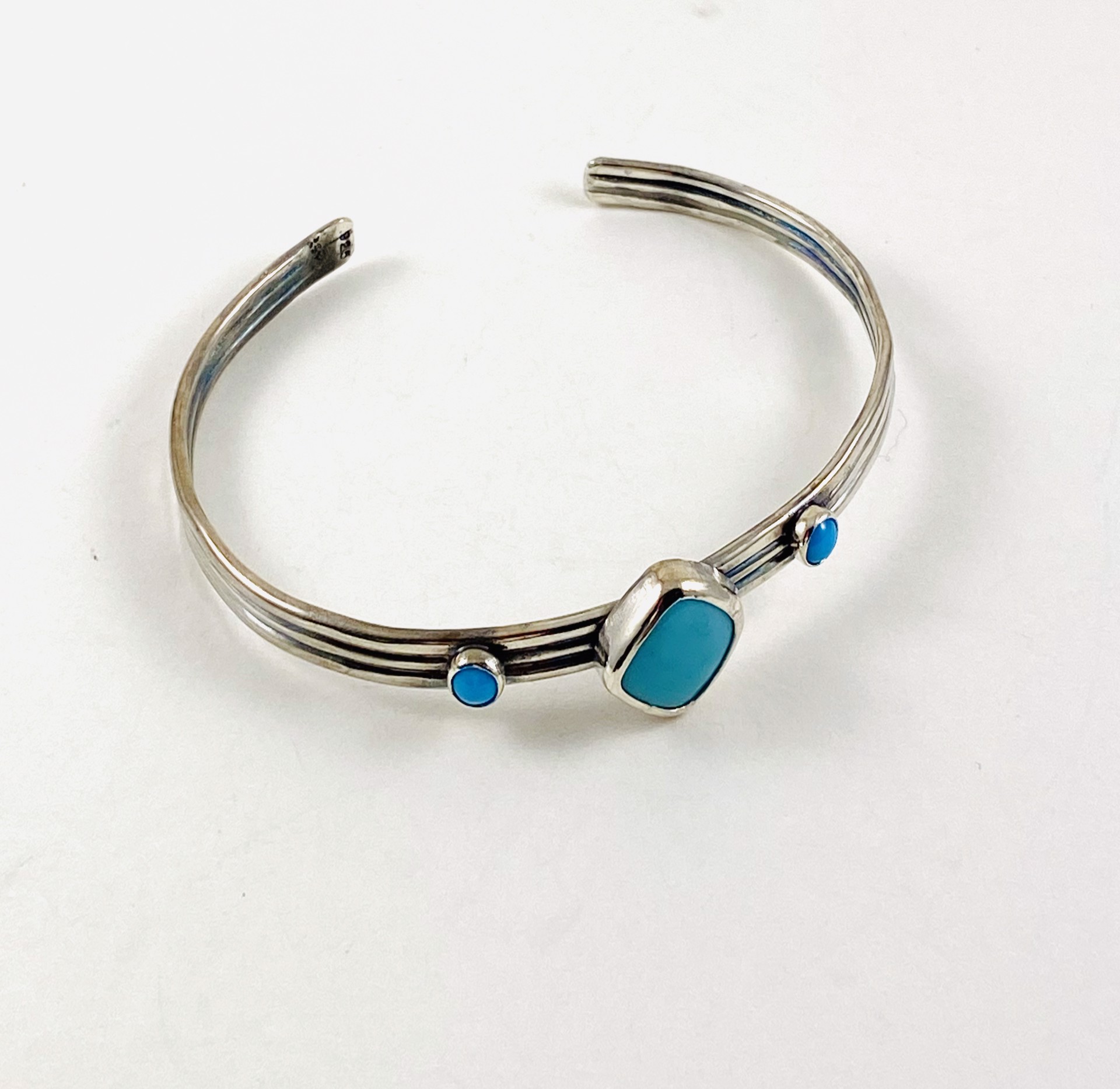 Silver, Campitos and Sleeping Beauty Turquoise Cuff Bracelet, #229 by Anne Bivens