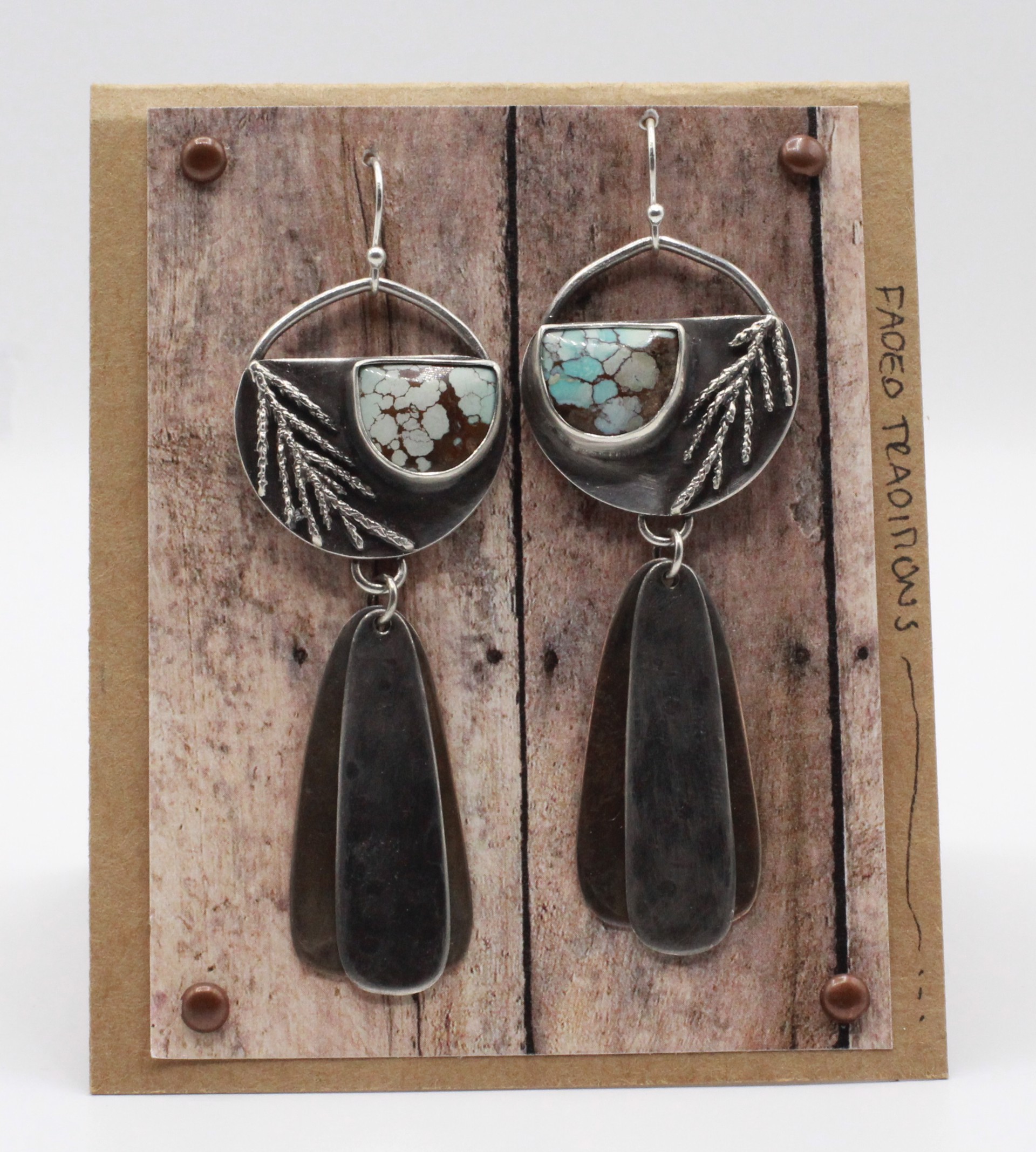 Sand Hill Turquoise with Juniper Twigs and Silver Dangles  by Ashley Hanna