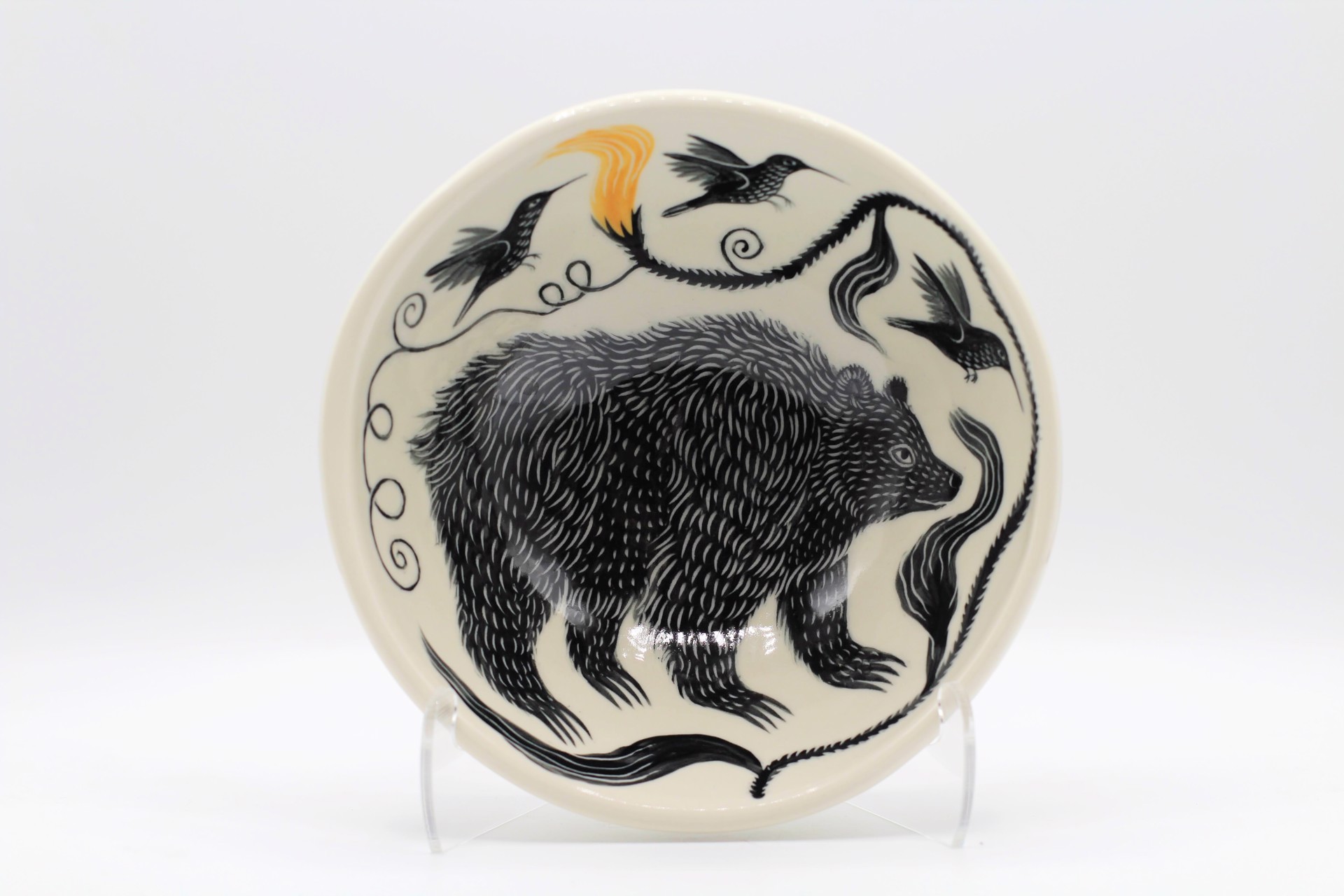 Bear and Hummingbird Small Bowl by Christine Sutton