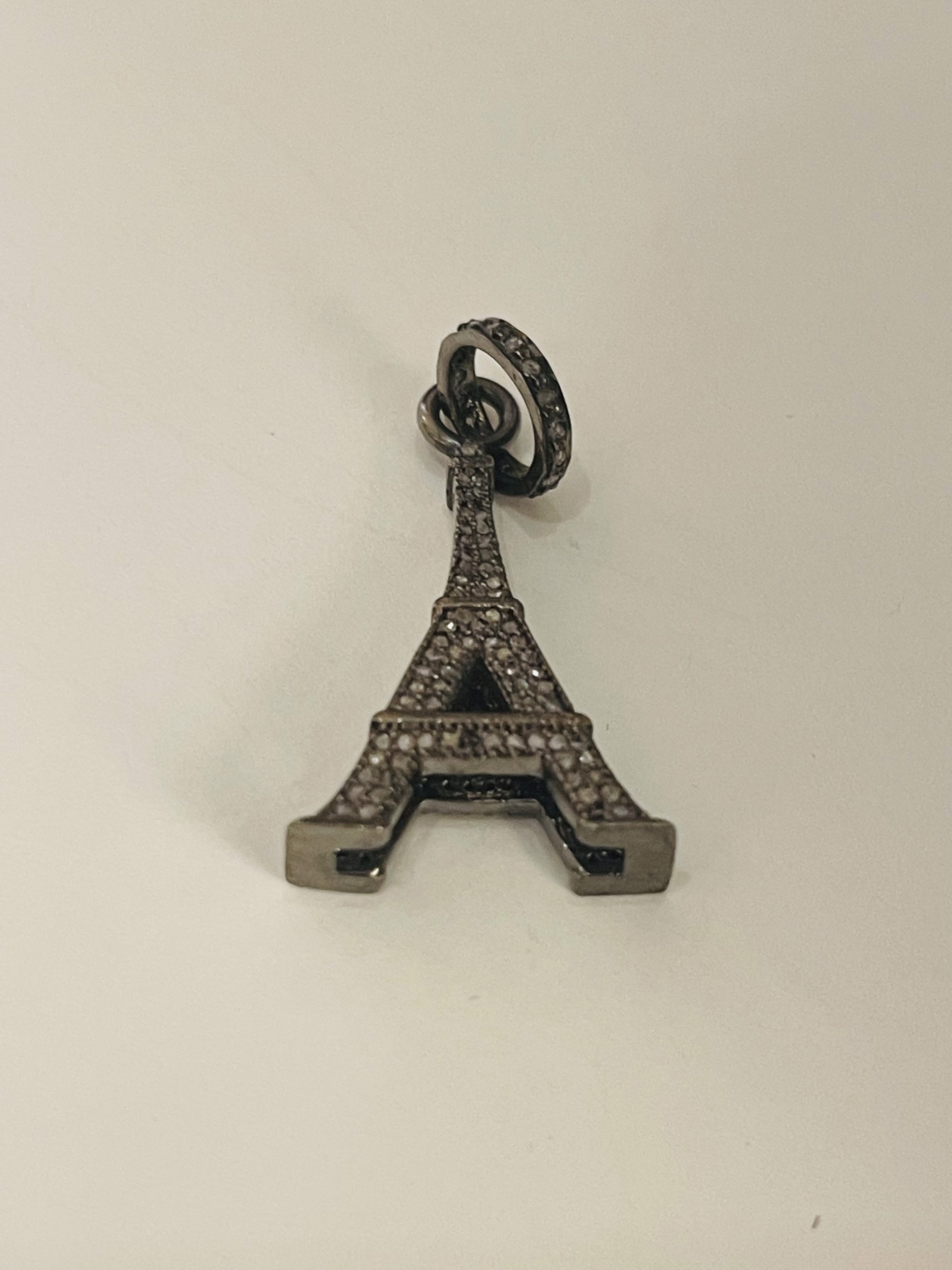 Black Pave Diamond Eiffel Tower Pendant by Karen Birchmier