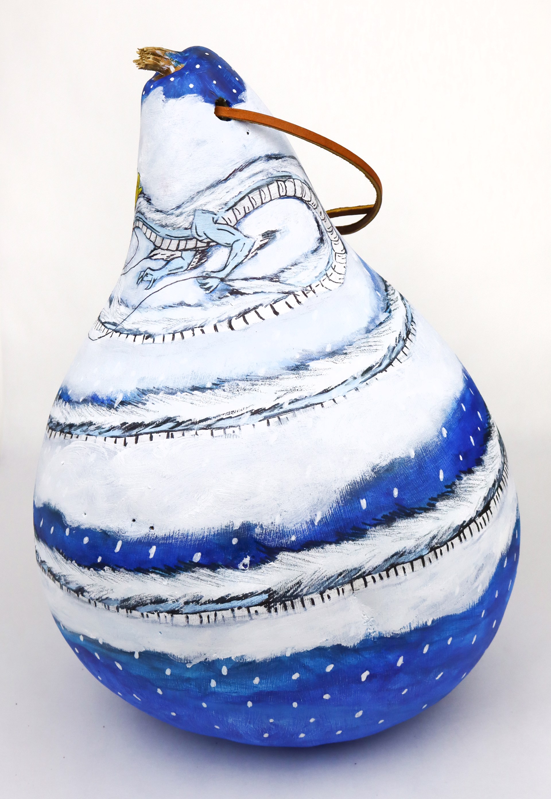 Christmas Dragon and the Winter Spiral (gourd birdhouse) by Jabari Cooper