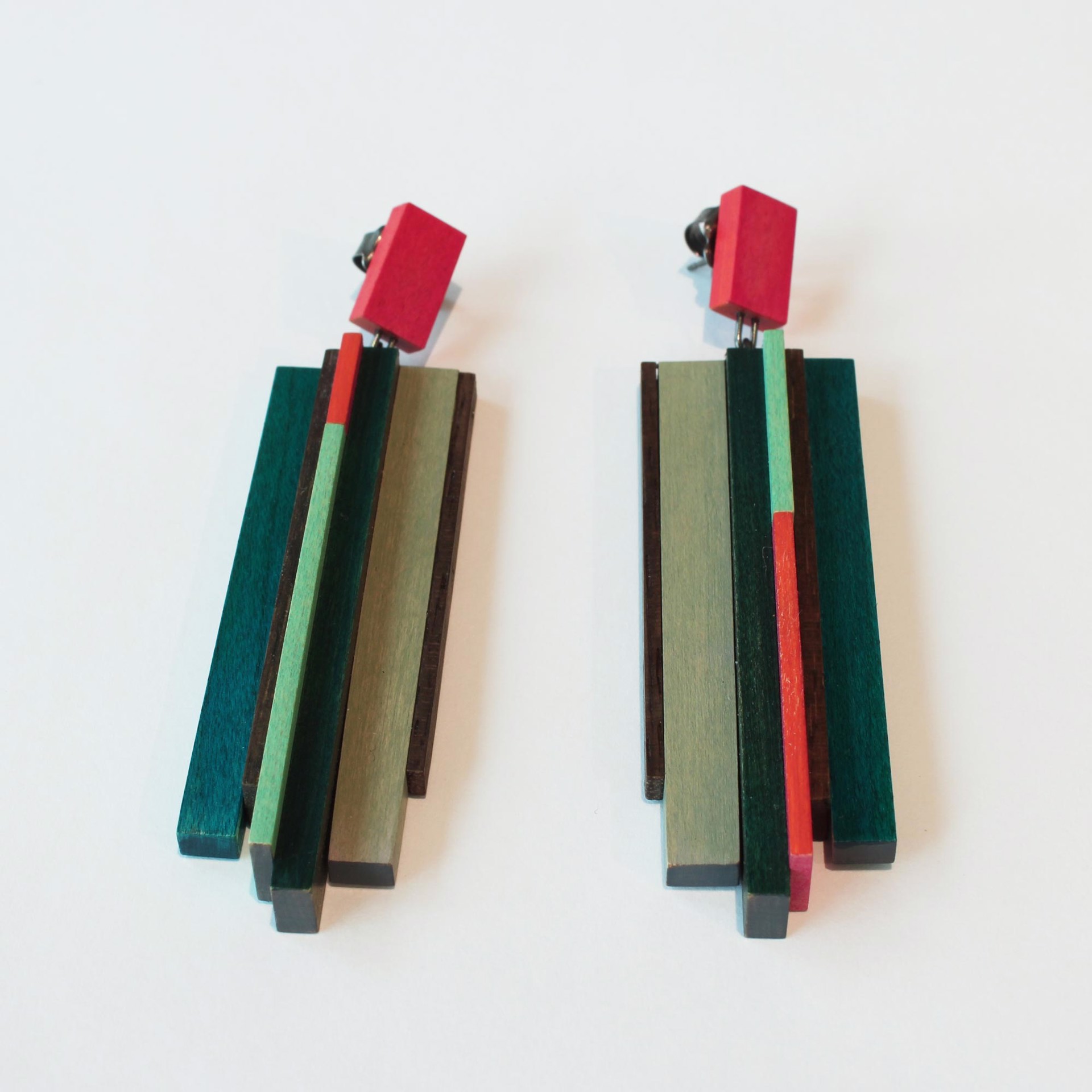 Red Lamina Earrings by Julia Turner
