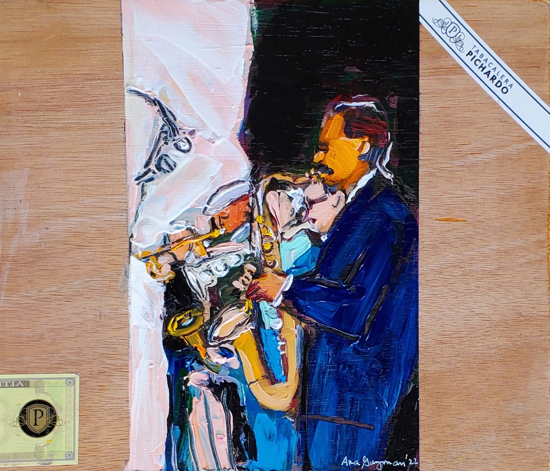 Saxofonista - Cigar Box by Ana Guzman