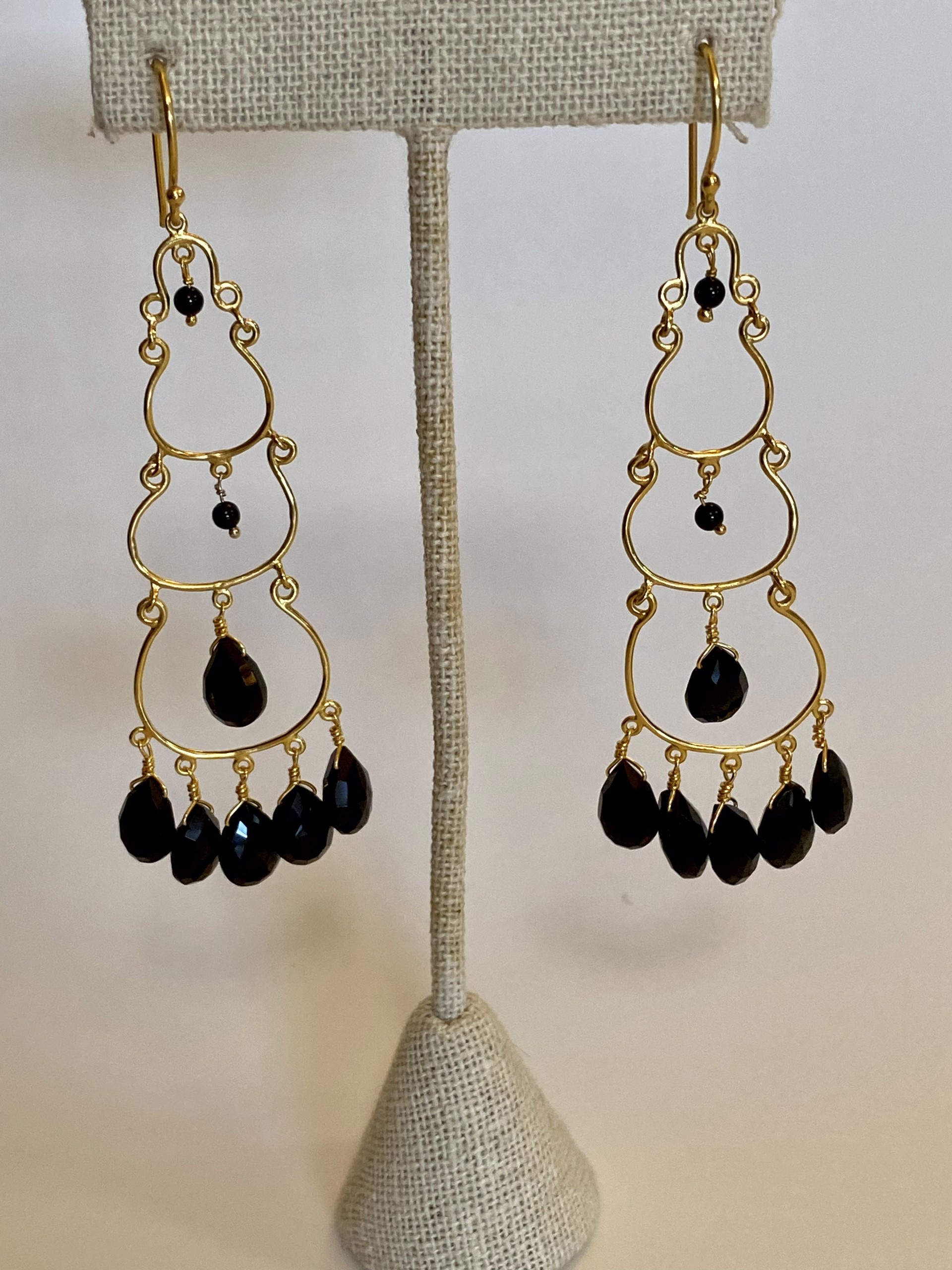 Three Tier Chandelier Earrings - Black Onyx by J.Catma