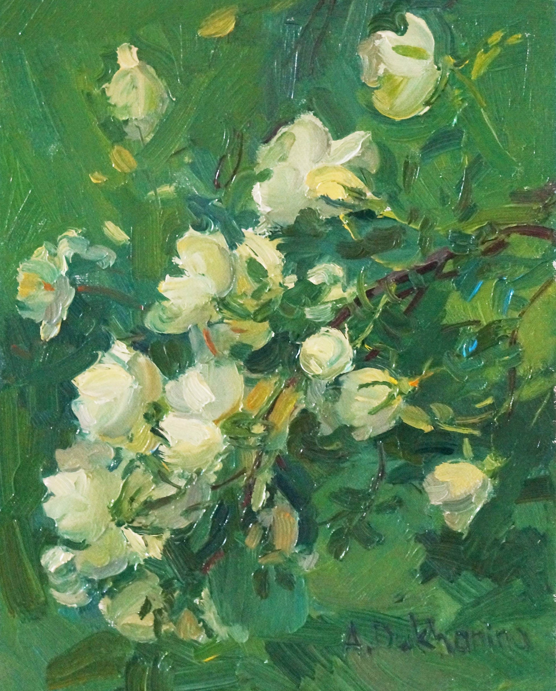 "White Roses" original oil painting by Anastasia Dukhanina