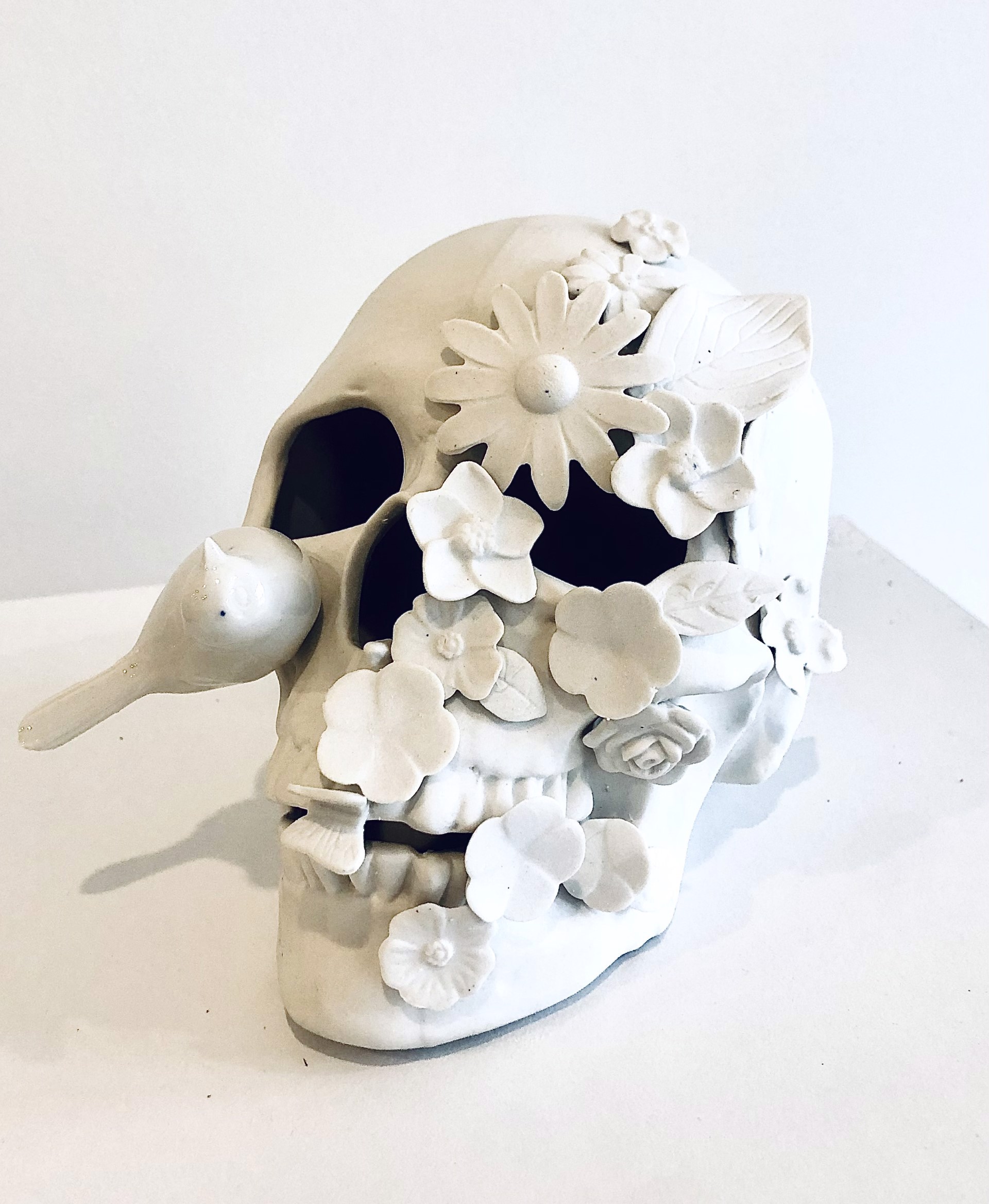 Skull with Bird and Flowers by Jeff Herrity
