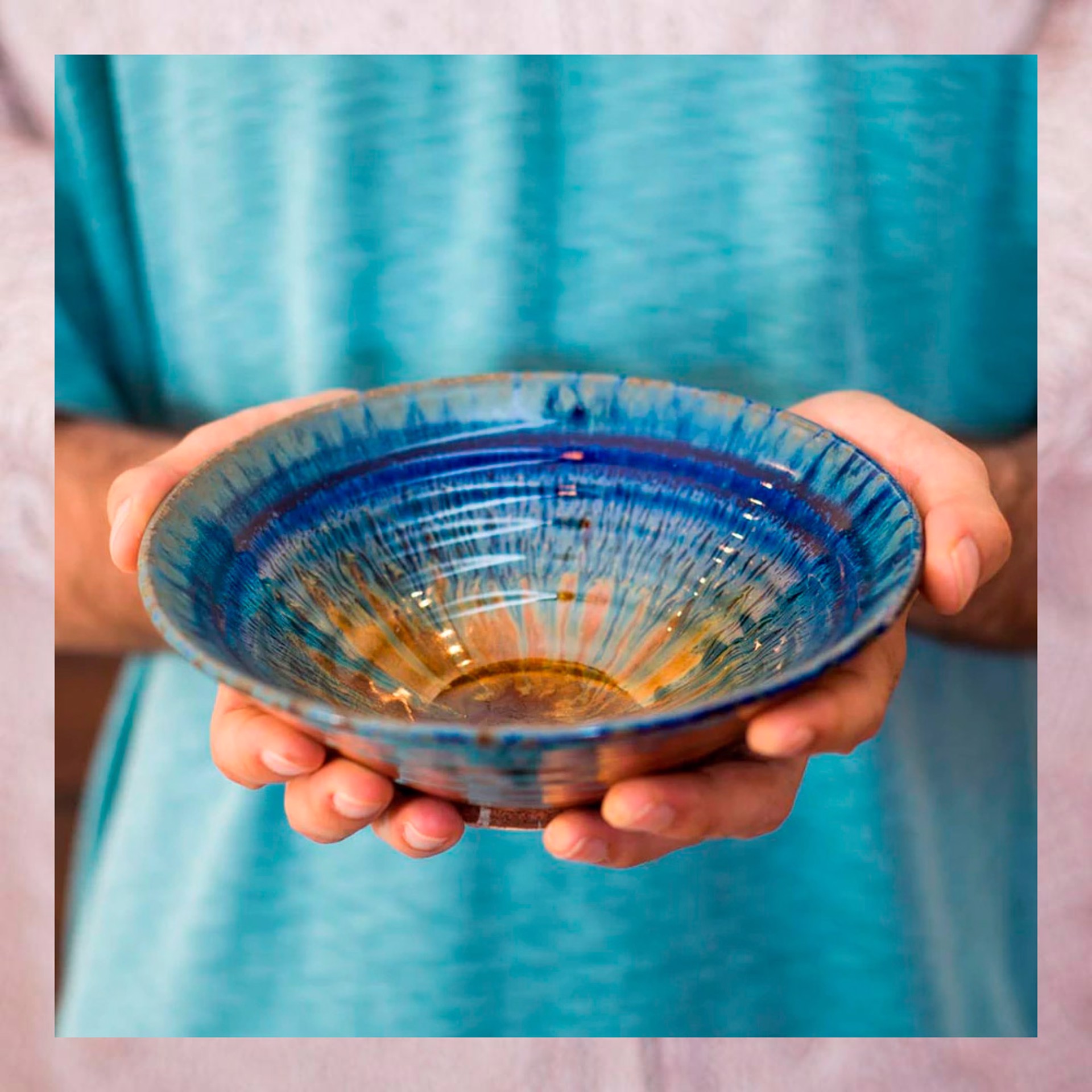 Amber Blue Dishes Set for 6 by Paul and Yael Borian