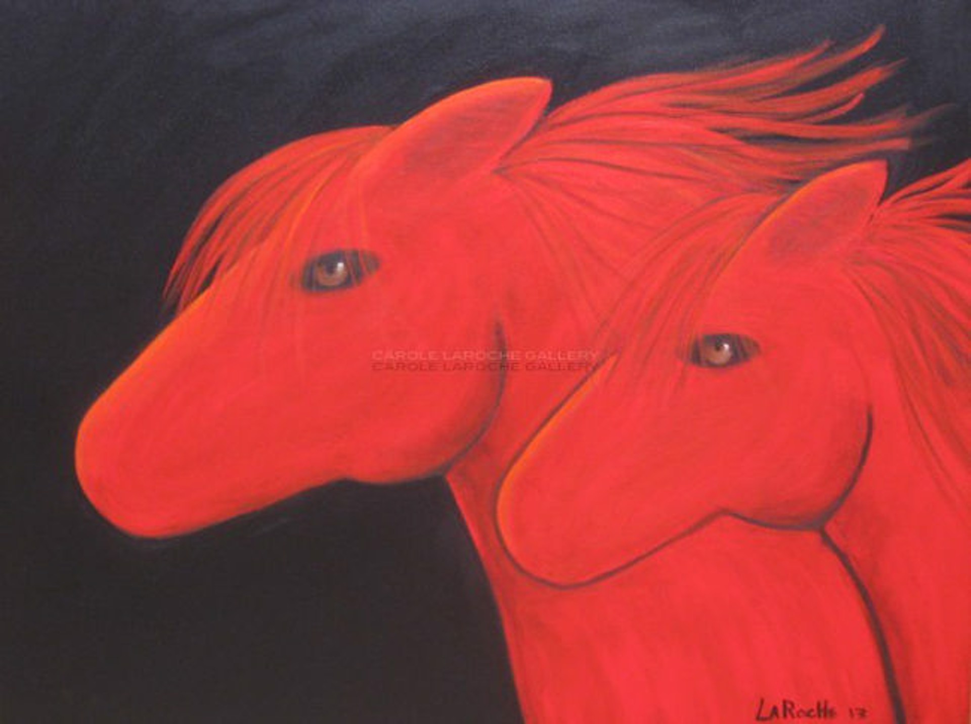 TWO RED HORSES by Carole LaRoche