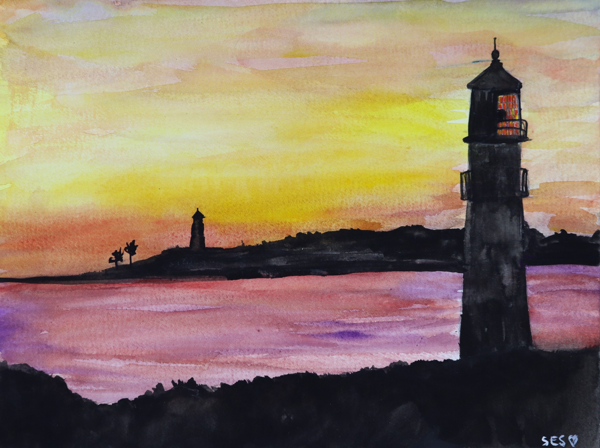 Sunset by the Lighthouse by Sarah Swan
