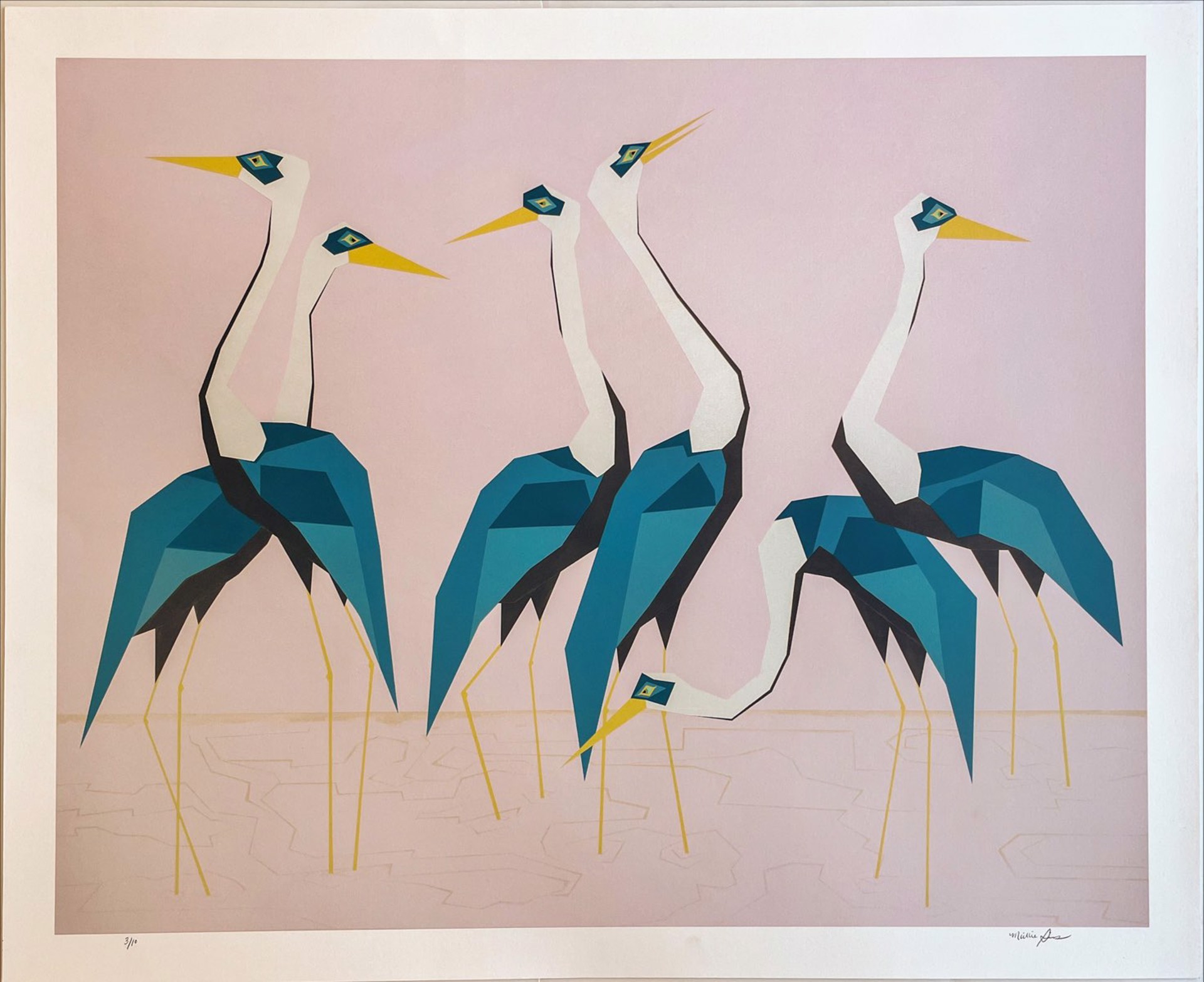 Cranes On Paradise River by Millie Sims