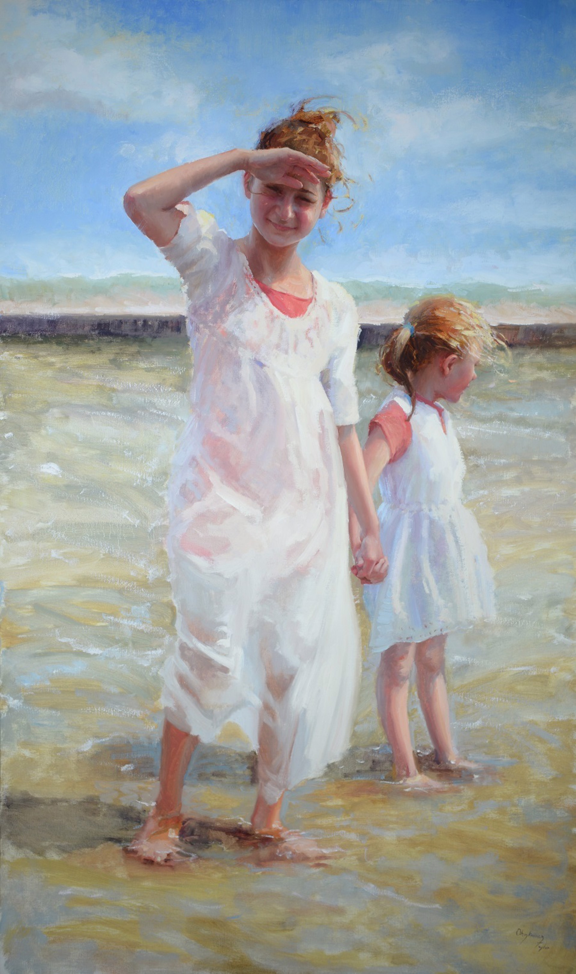 Summer by the Lake Inspired by Joaquin Sorolla's Two Sisters by Marci Oleszkiewicz