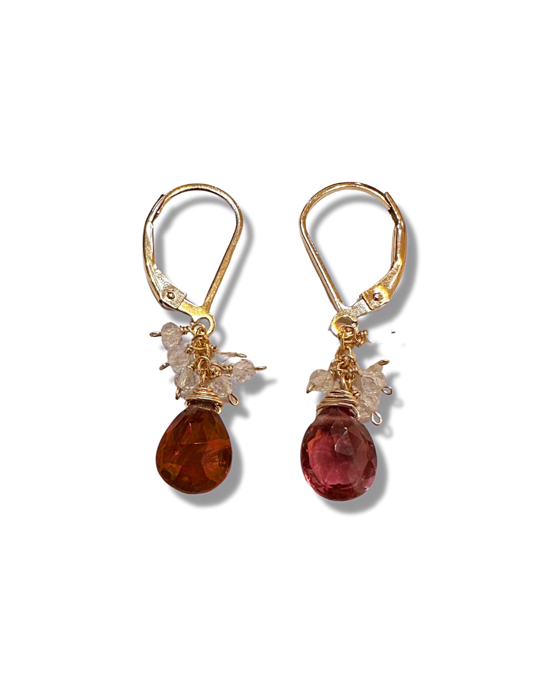 Earrings - Zircon and Tourmaline Drops with 14K Gold Filling by Julia Balestracci