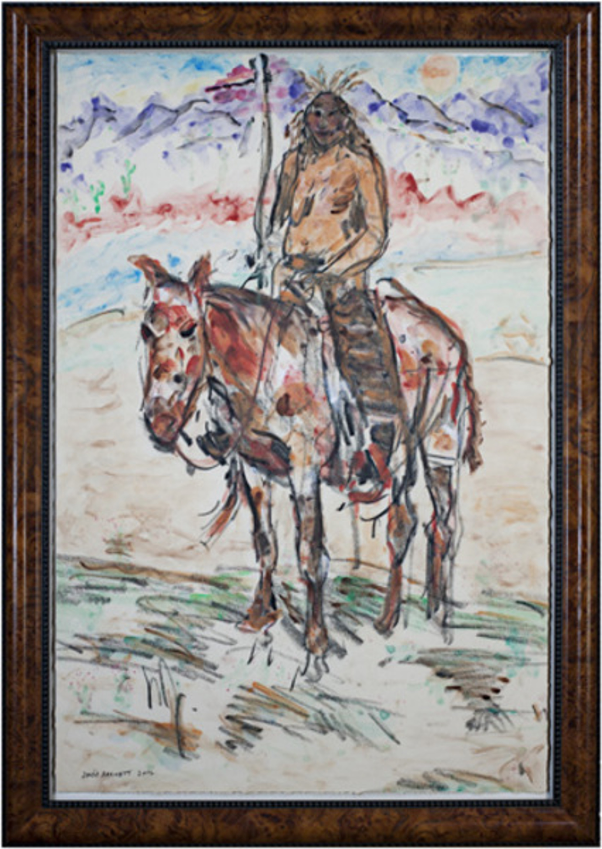 Famous Artist Series:  Homage to Ned Jacob Blackfoot Indian on Painted Palomino, Montana by David Barnett
