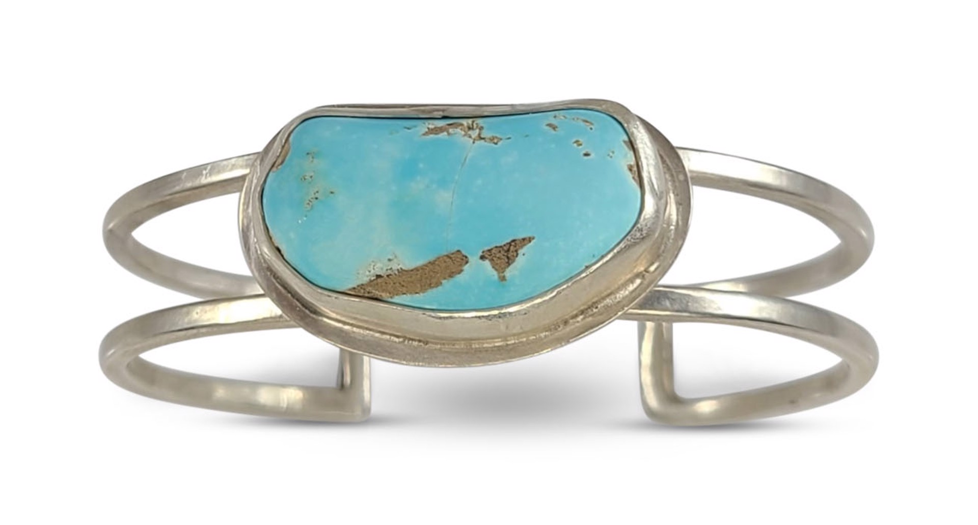 Sterling Silver Cuff Bracelet with Turquoise by Leslie Eggers