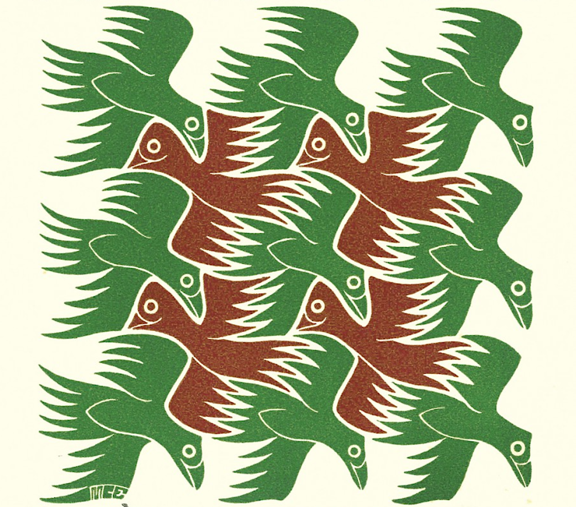 Air - Strens New Year's Greeting Card (Birds) by M.C. Escher