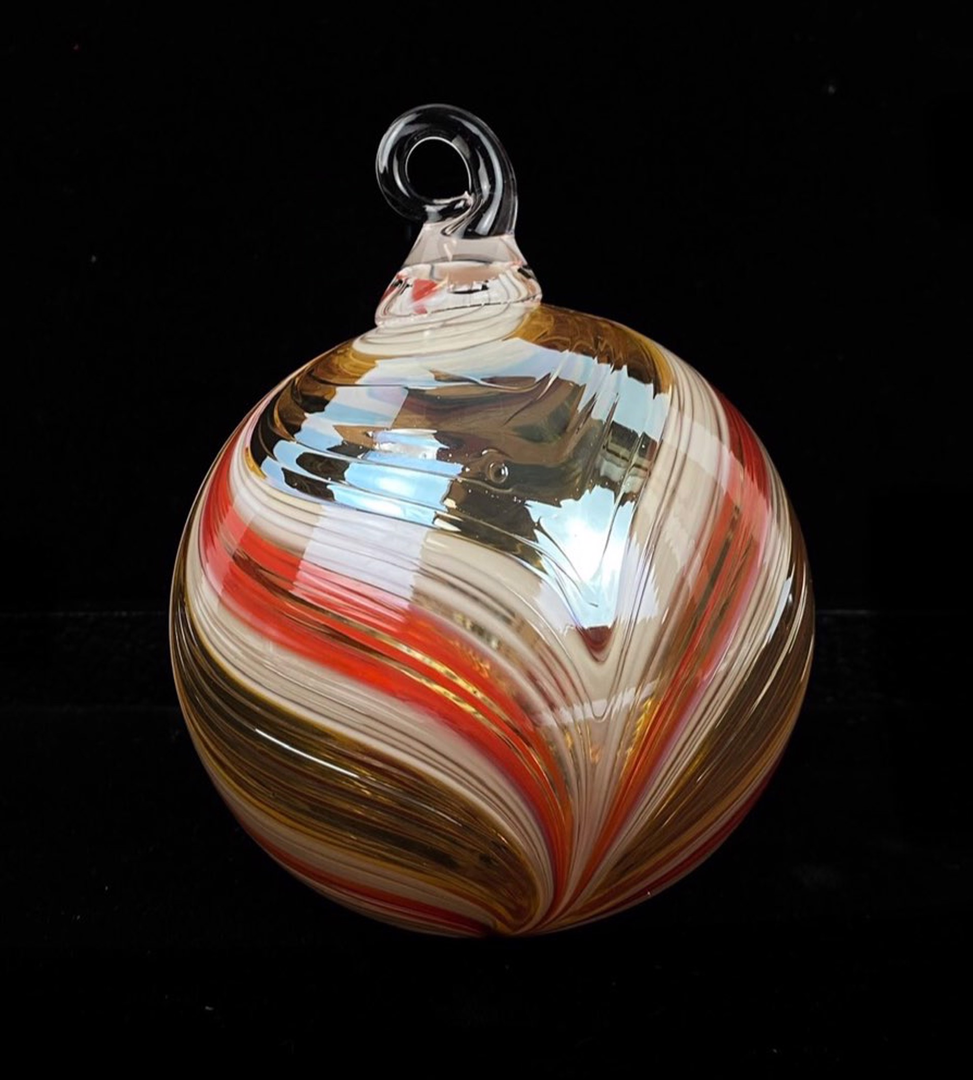 Feather Peppermint Ornament by Furnace Glass