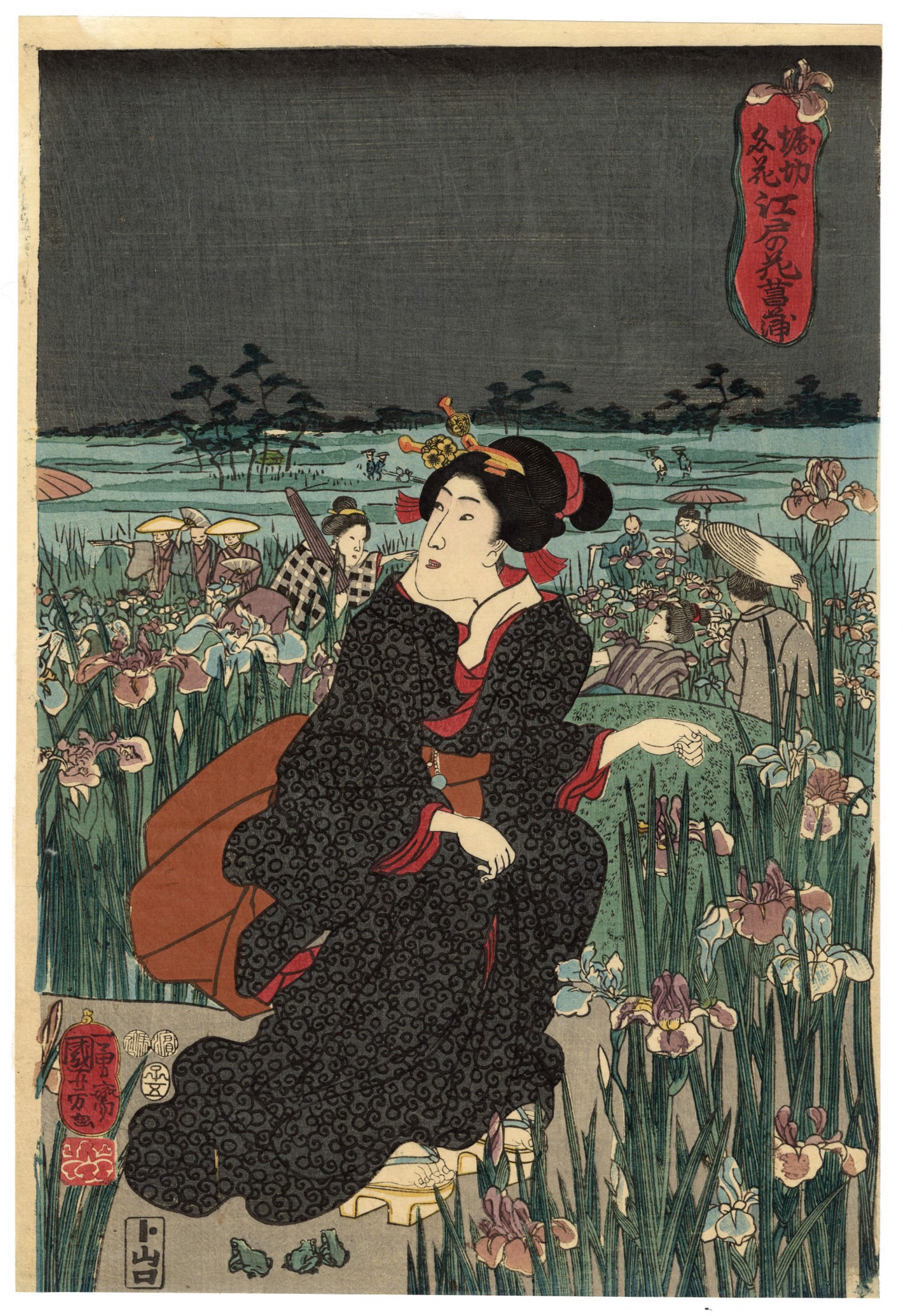 Beauties in an Iris Garden by Kuniyoshi