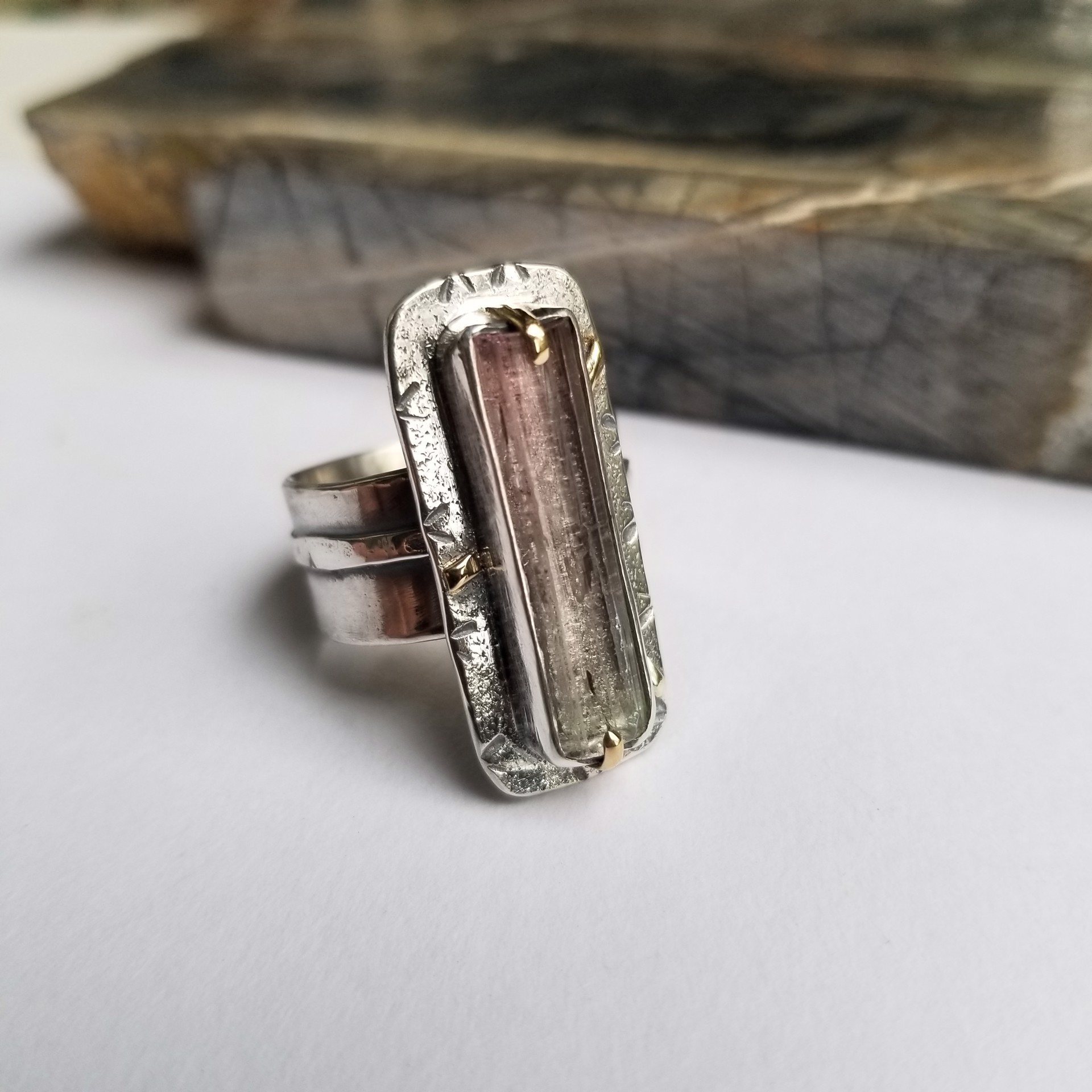 Natural Crystal Tourmaline Ring by Anita Shuler