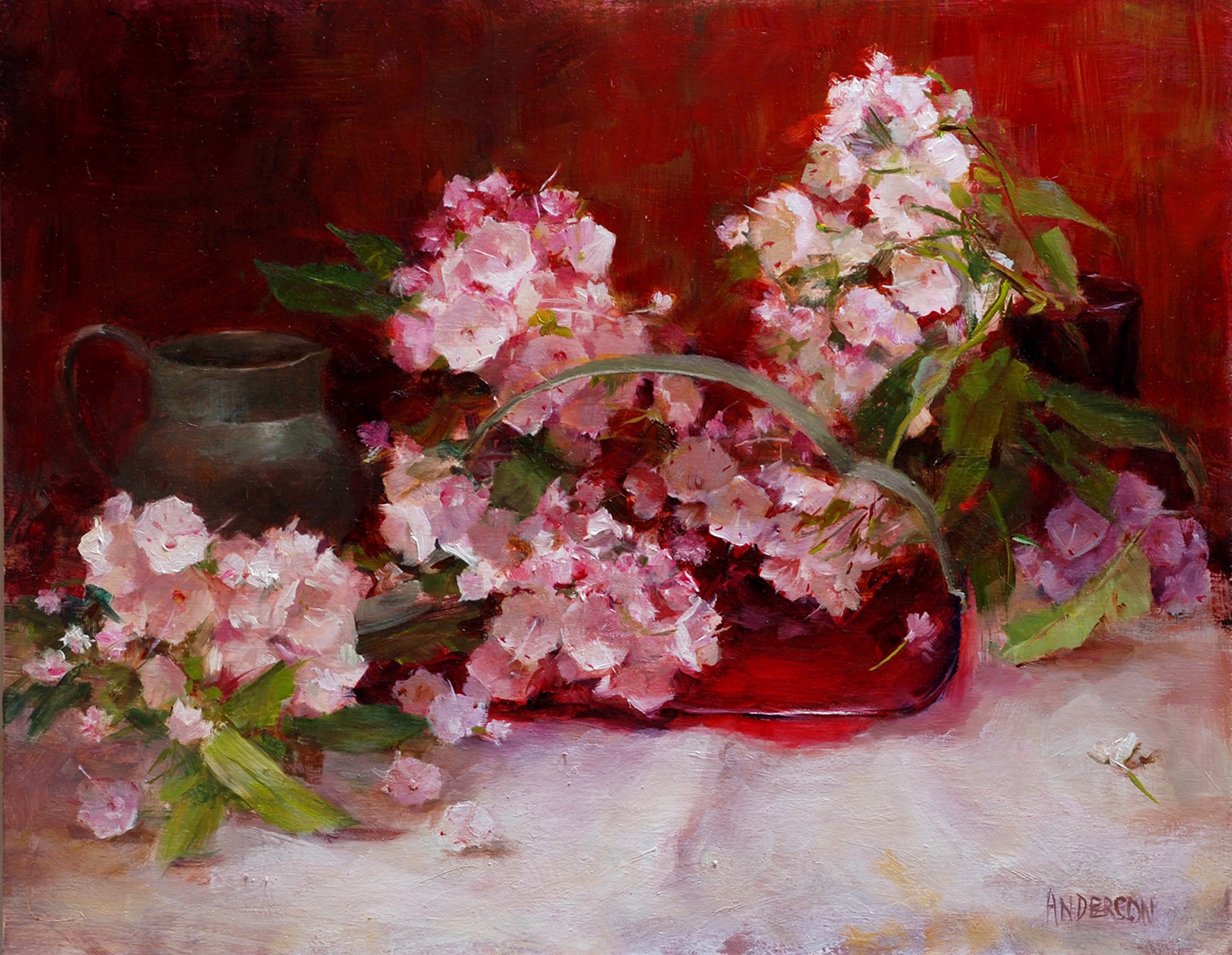 Kathy Anderson, OPAM "Ruby and Mountain Laurel" by Oil Painters of America