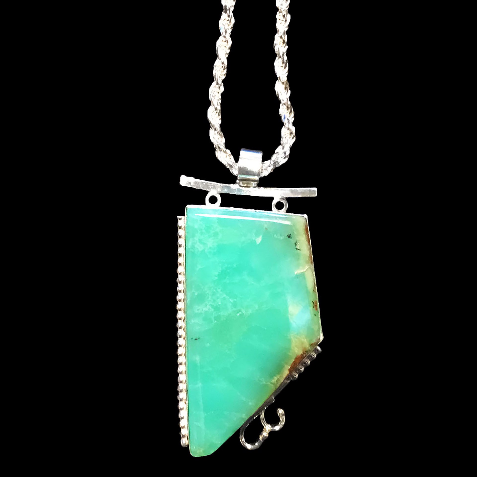 Chrysoprase and Sterling Silver Necklace by Michael Redhawk