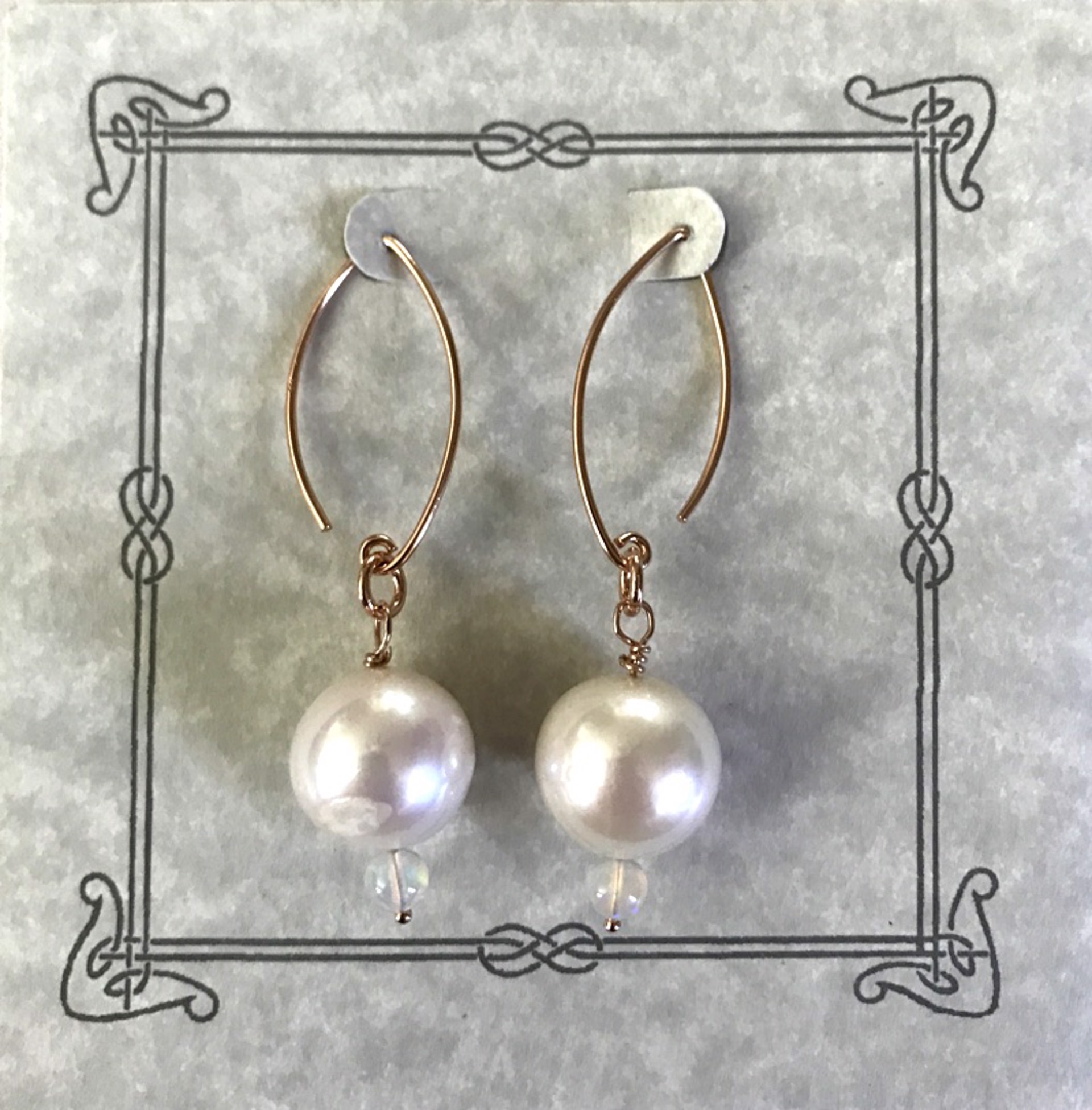 Earring - Freshwater Pearl & Opal With Rose Gold Vermeil   #8018 by Bonnie Jaus