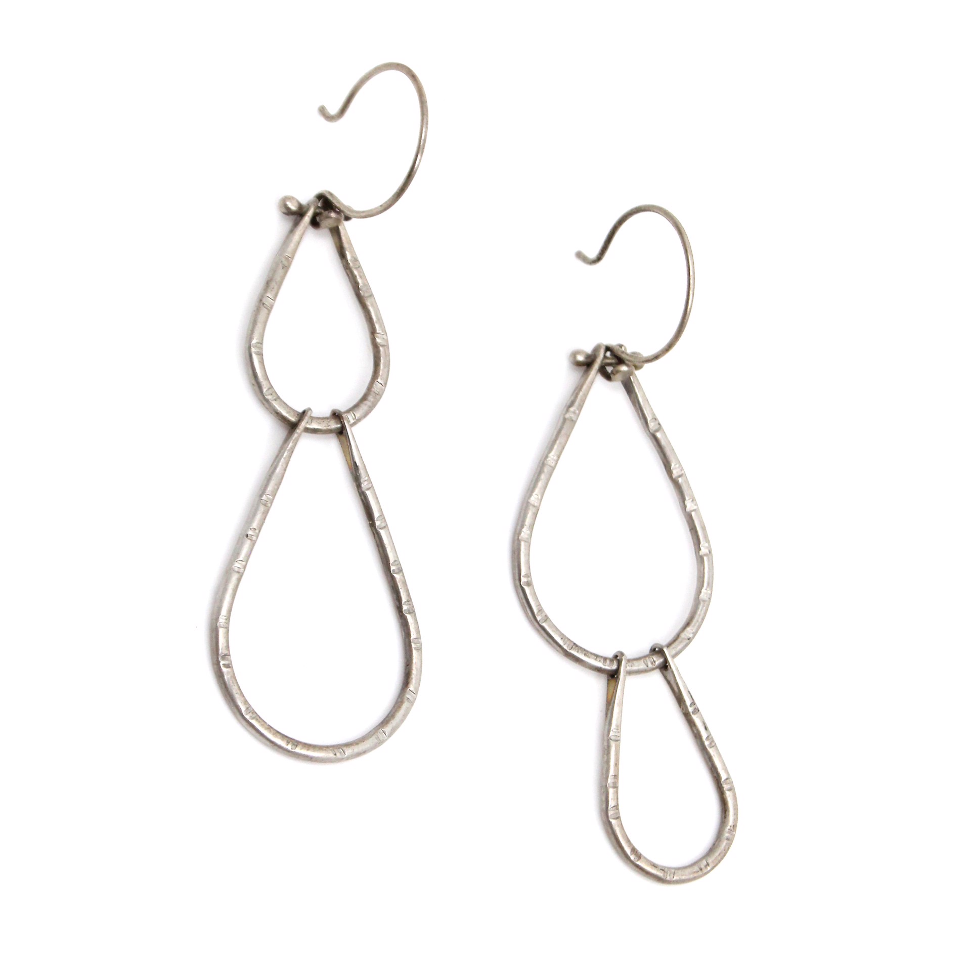 Asymmetrical Silver Nopal Earrings by Clementine & Co. Jewelry