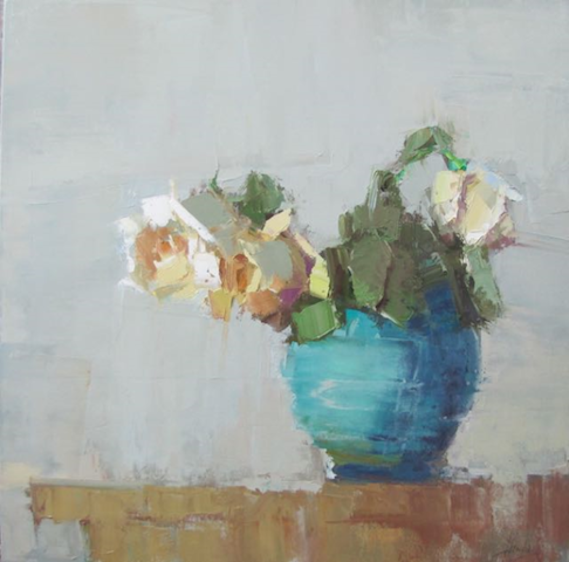 Three in Teal Vase by Barbara Flowers