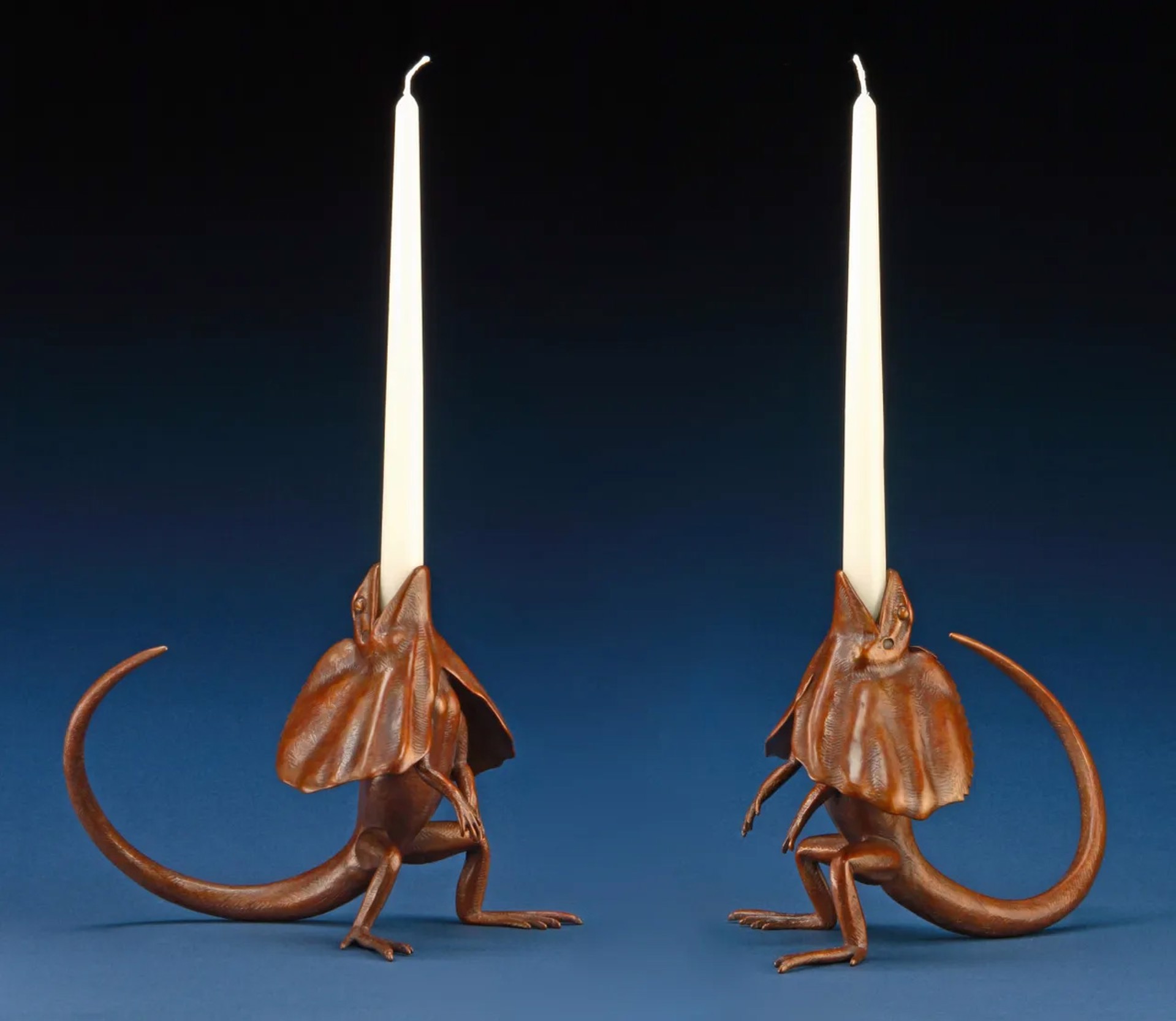 Frilled Lizard (Candle Holders) by Tony Hochstetler