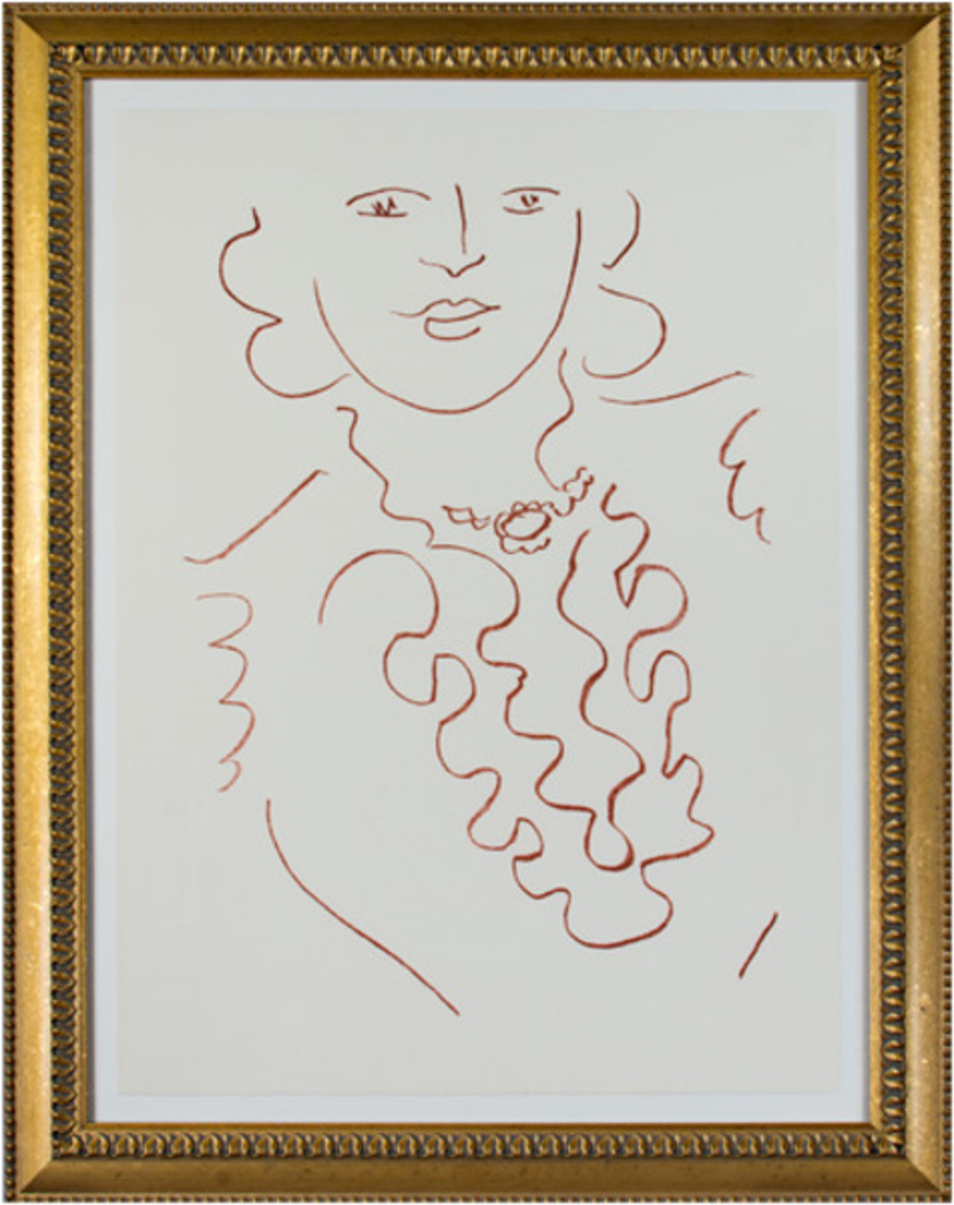 Woman w/Ruffled Blouse & Antique Necklace (from Florilege des Amours de Ronsard Portfolio) by Henri Matisse
