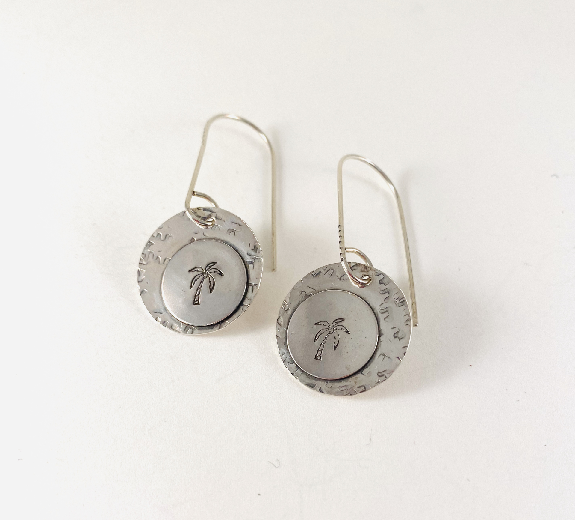 Silver PalmettoTree Dbl Stamp Earrings #1 by Shelby Lee - jewelry