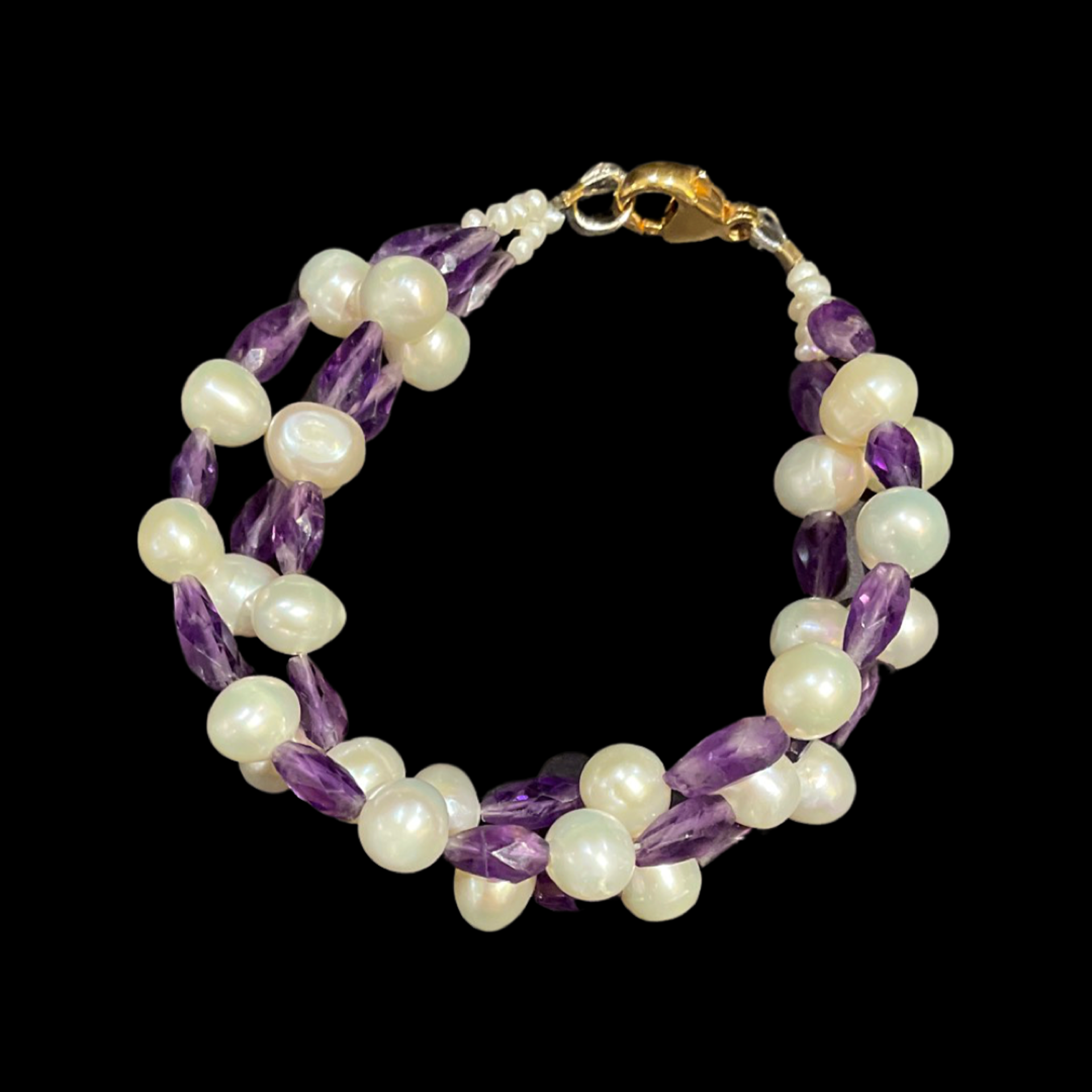 Amethyst & Cultured Pearl Bracelet by Patrice Box