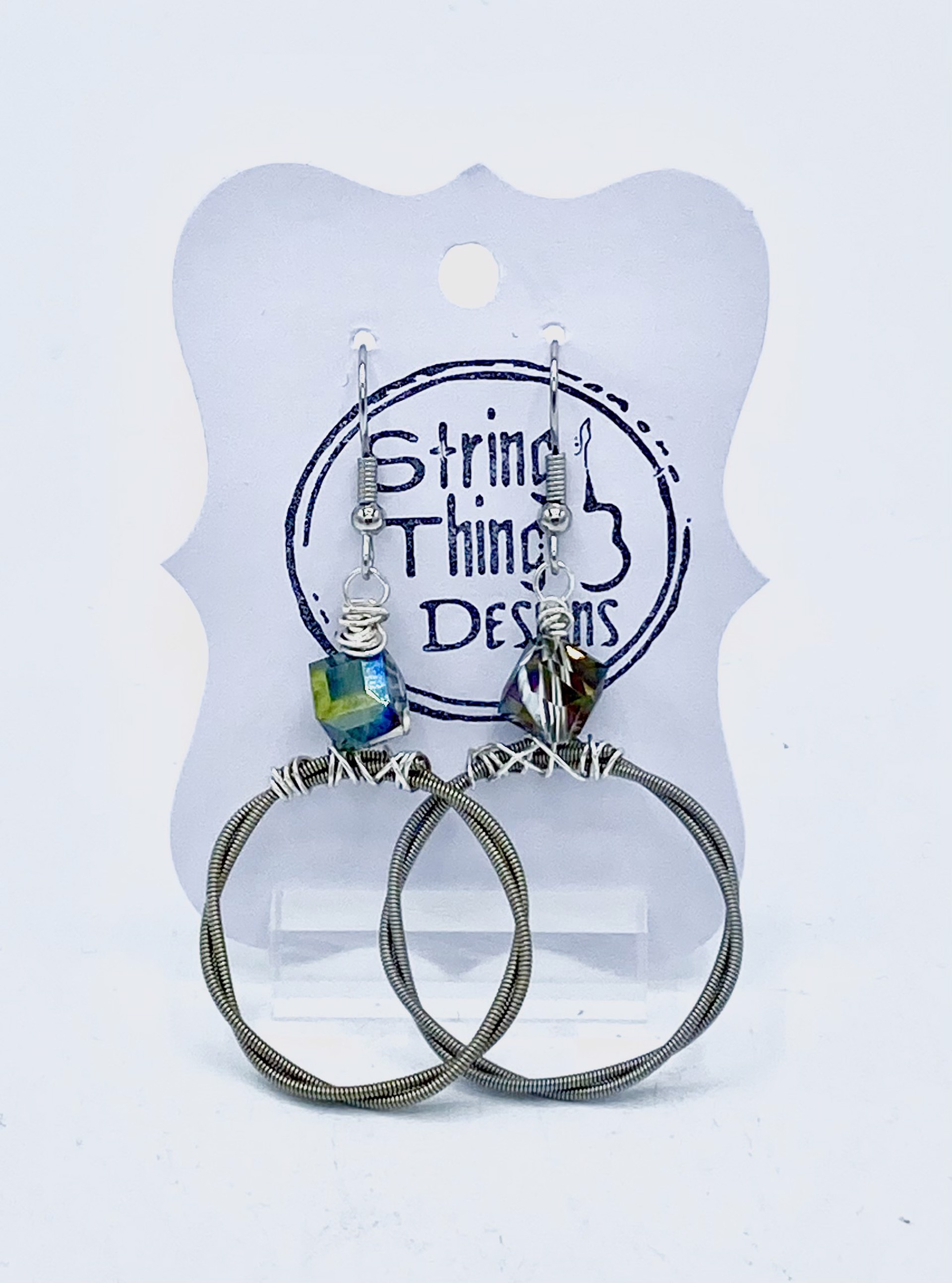 Guitar String Single Bead Earrings by String Thing Designs