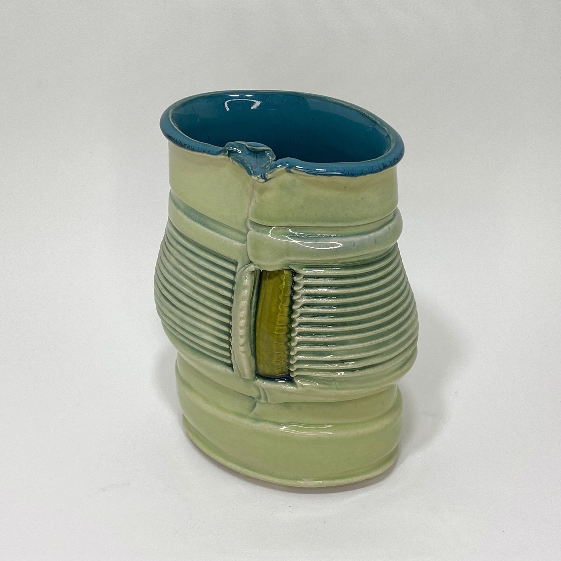 Chartreuse Striped Flower Vase by Sandra Blain