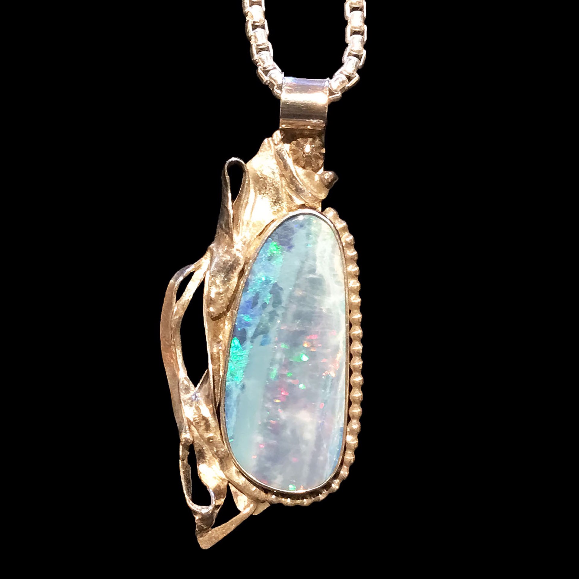 Australian Opal with pinfire & fused silver by Michael Redhawk