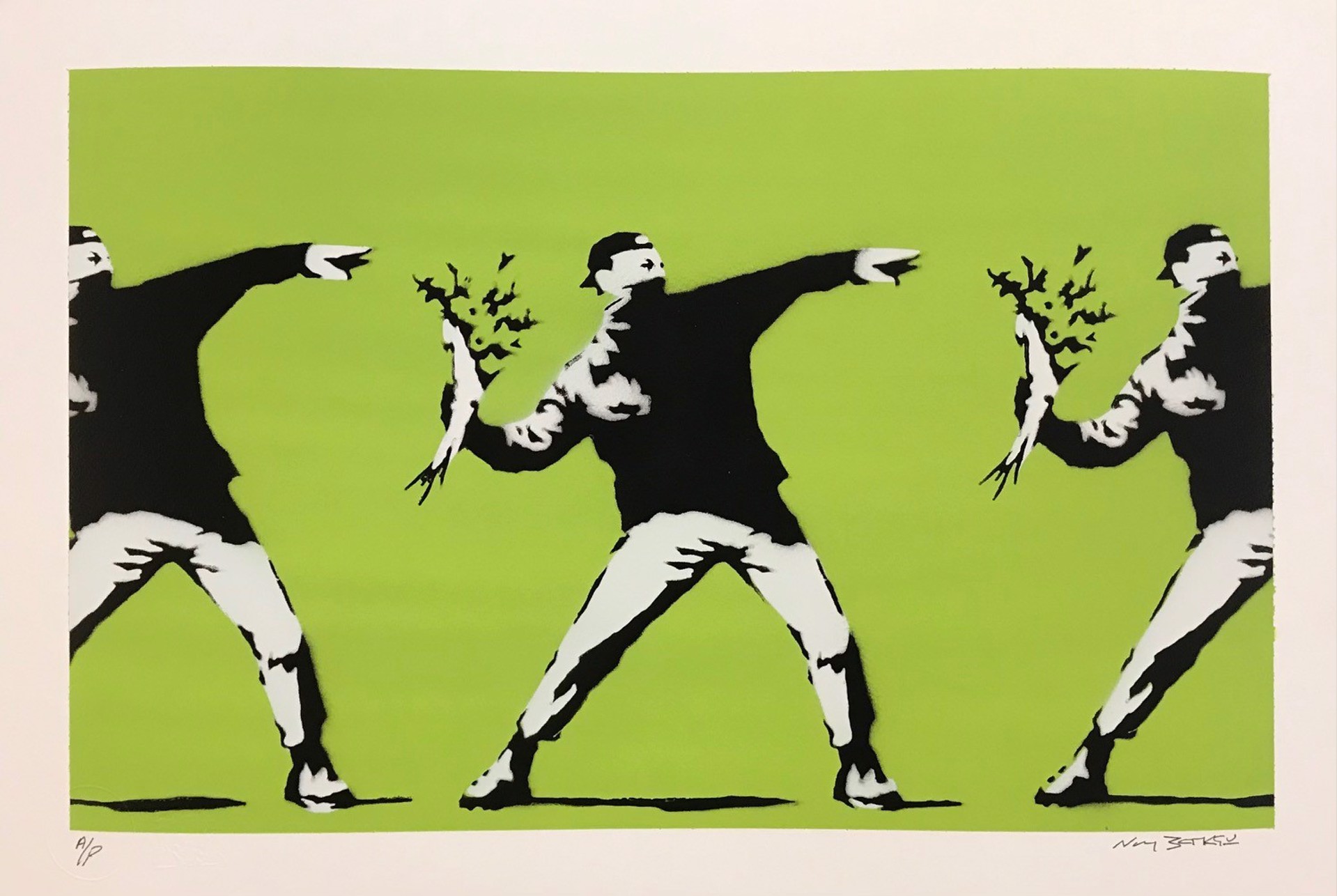 Flower Thrower - Green (AP) by Not Banksy