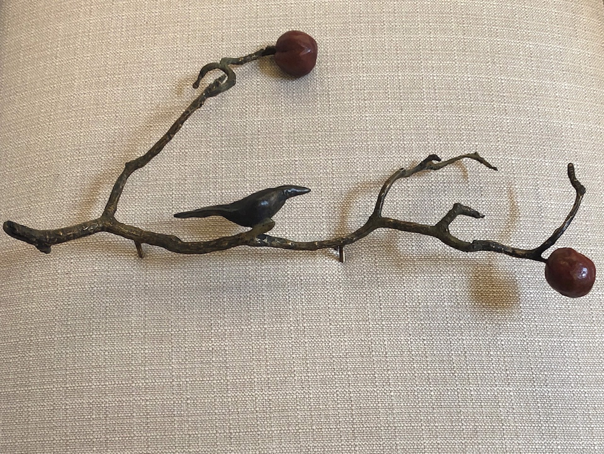 1 Blackbird on a Branch with 2 Fruits by Copper Tritscheller