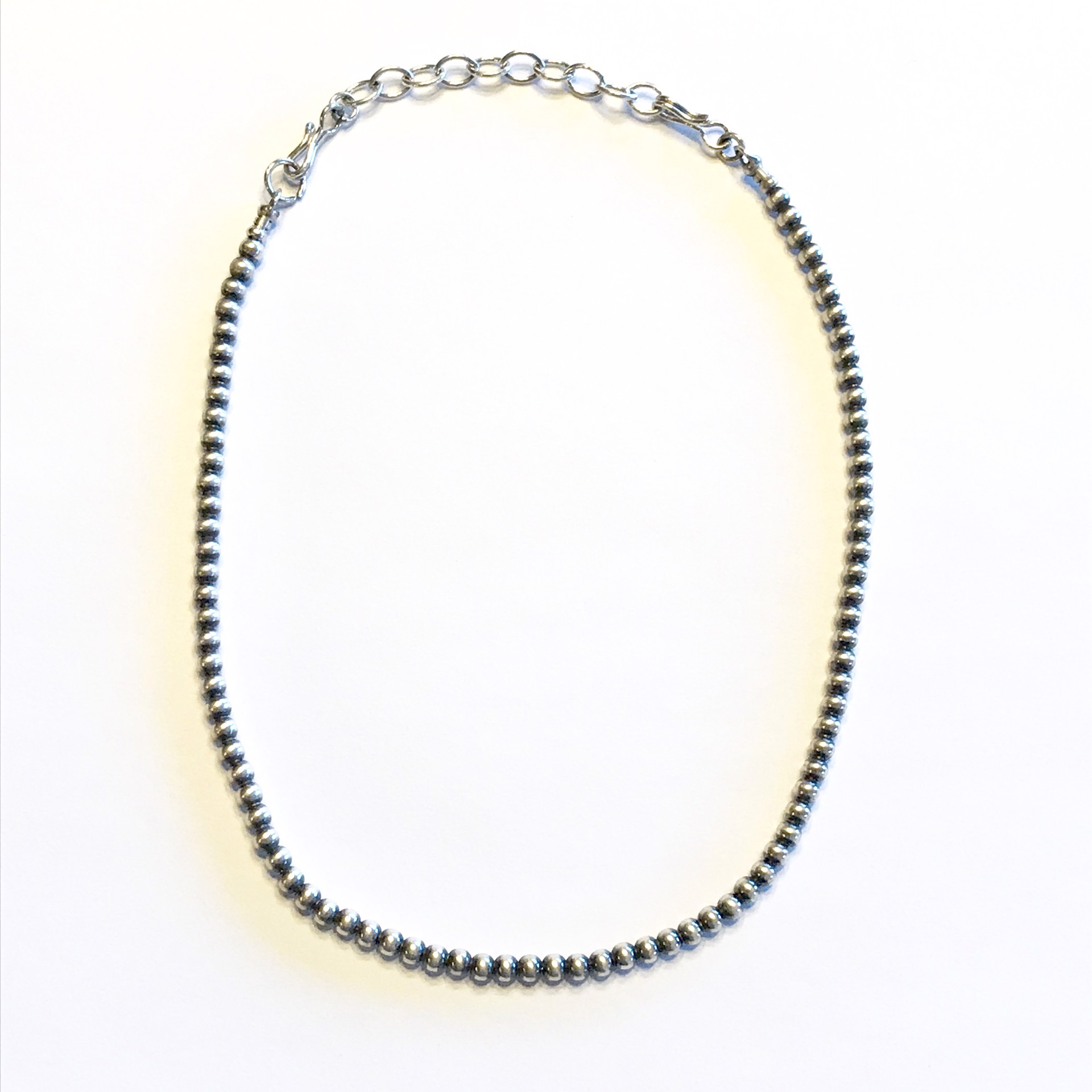 Necklace - 14"-16" Antiqued Sterling Silver Beads 4mm by Dan Dodson