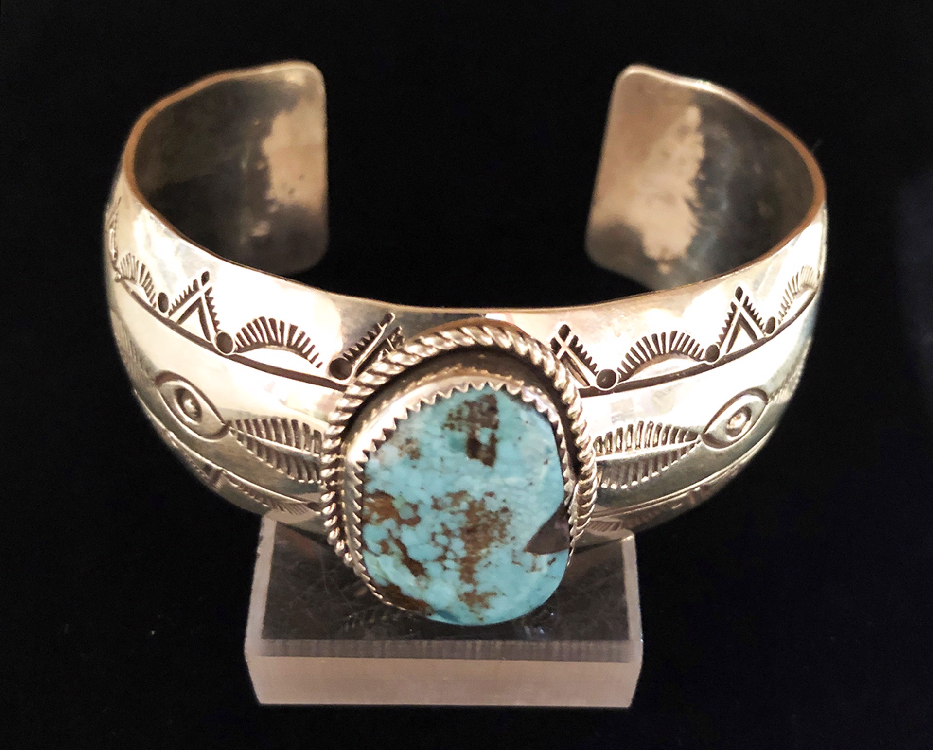 Navajo Sterling Stormy Mountain Turquoise Cuff