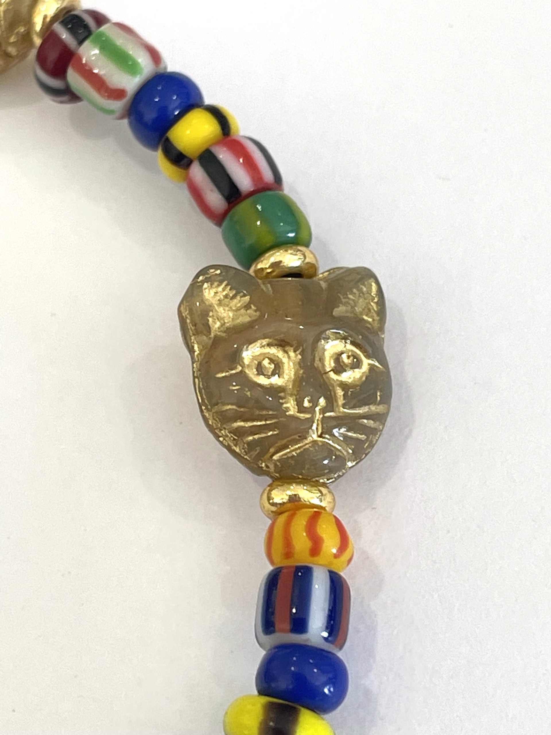 Gold Cat Head Bracelet by Emelie Hebert