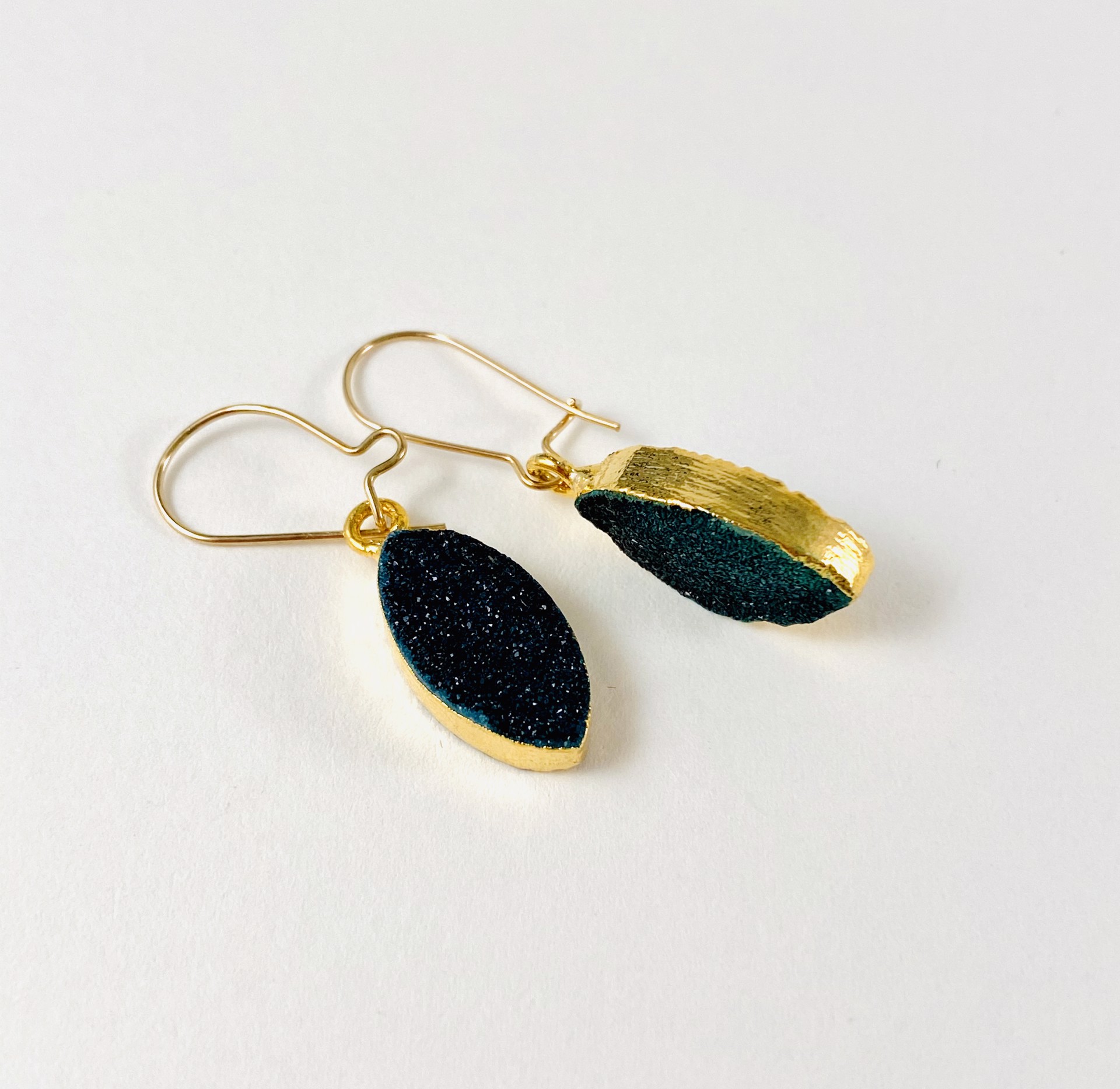 Dark Green Marquis Druzy Earring NT22-2 by Nance Trueworthy