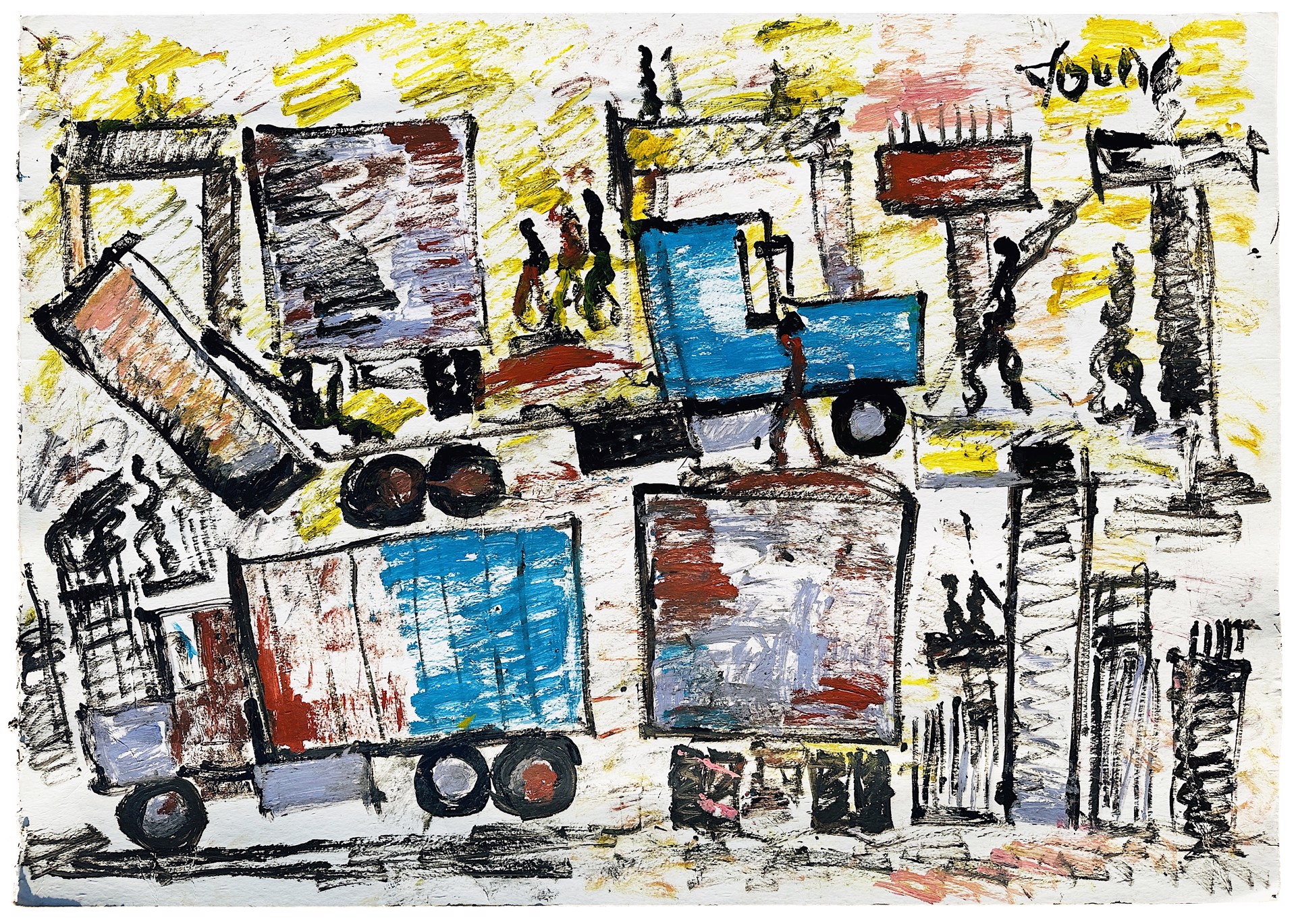 Untitled (Urban Construction Scene) by Purvis Young