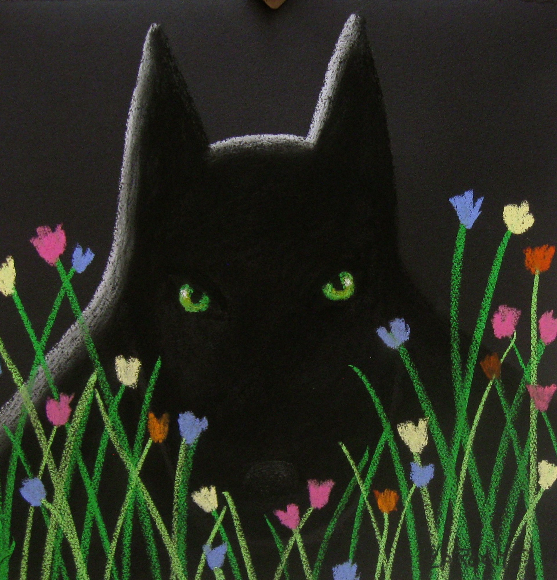 Green Eyed Midnight Wolf - SOLD available for commission by Carole LaRoche