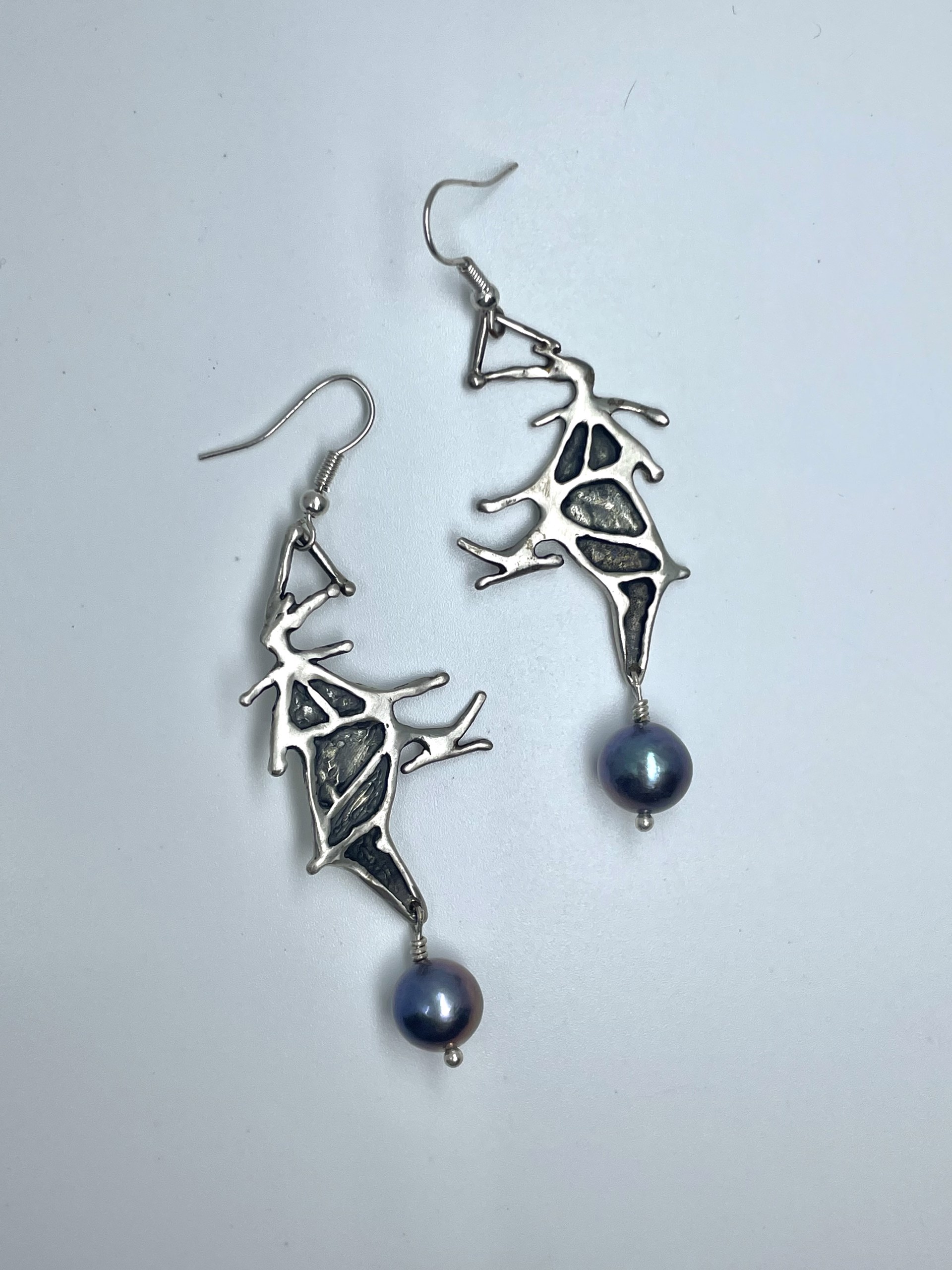 Abstract Cast Earrings with Pearl by Beth Benowich