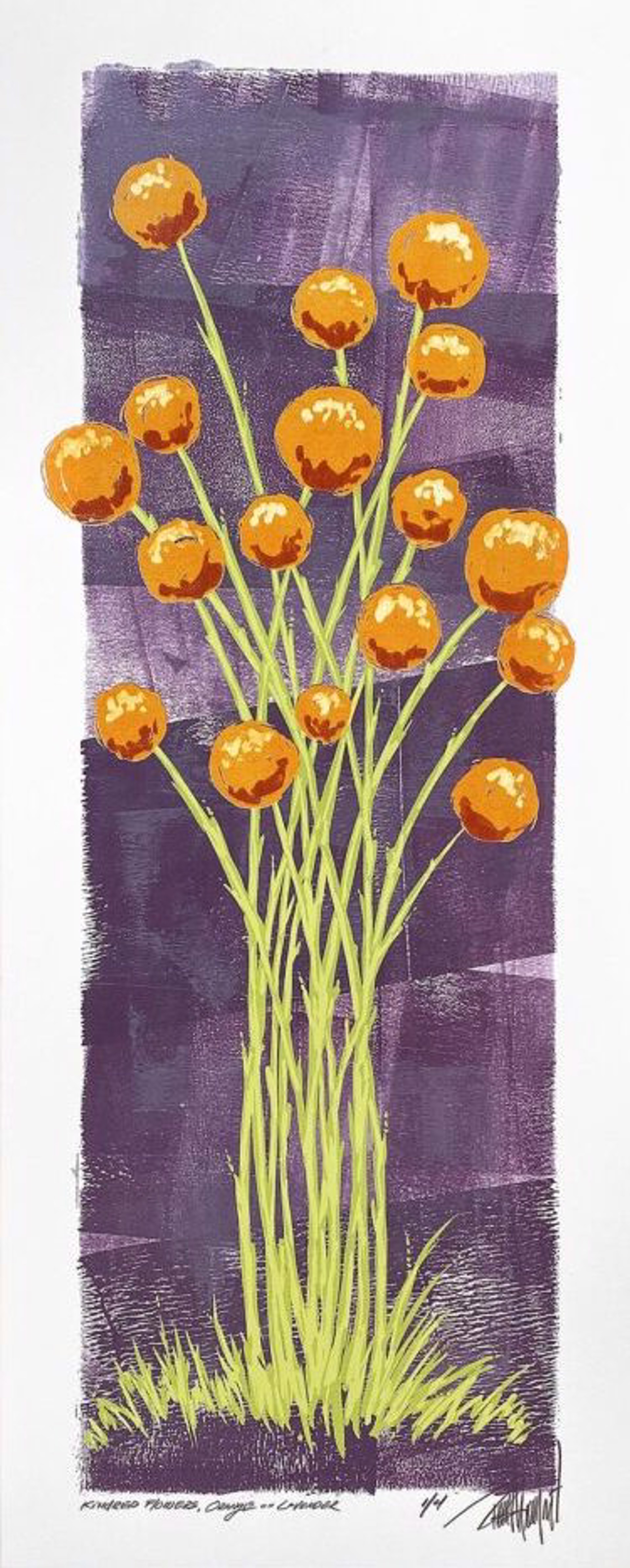 Kindred Flowers, Orange on Lavender by Terrell Thornhill