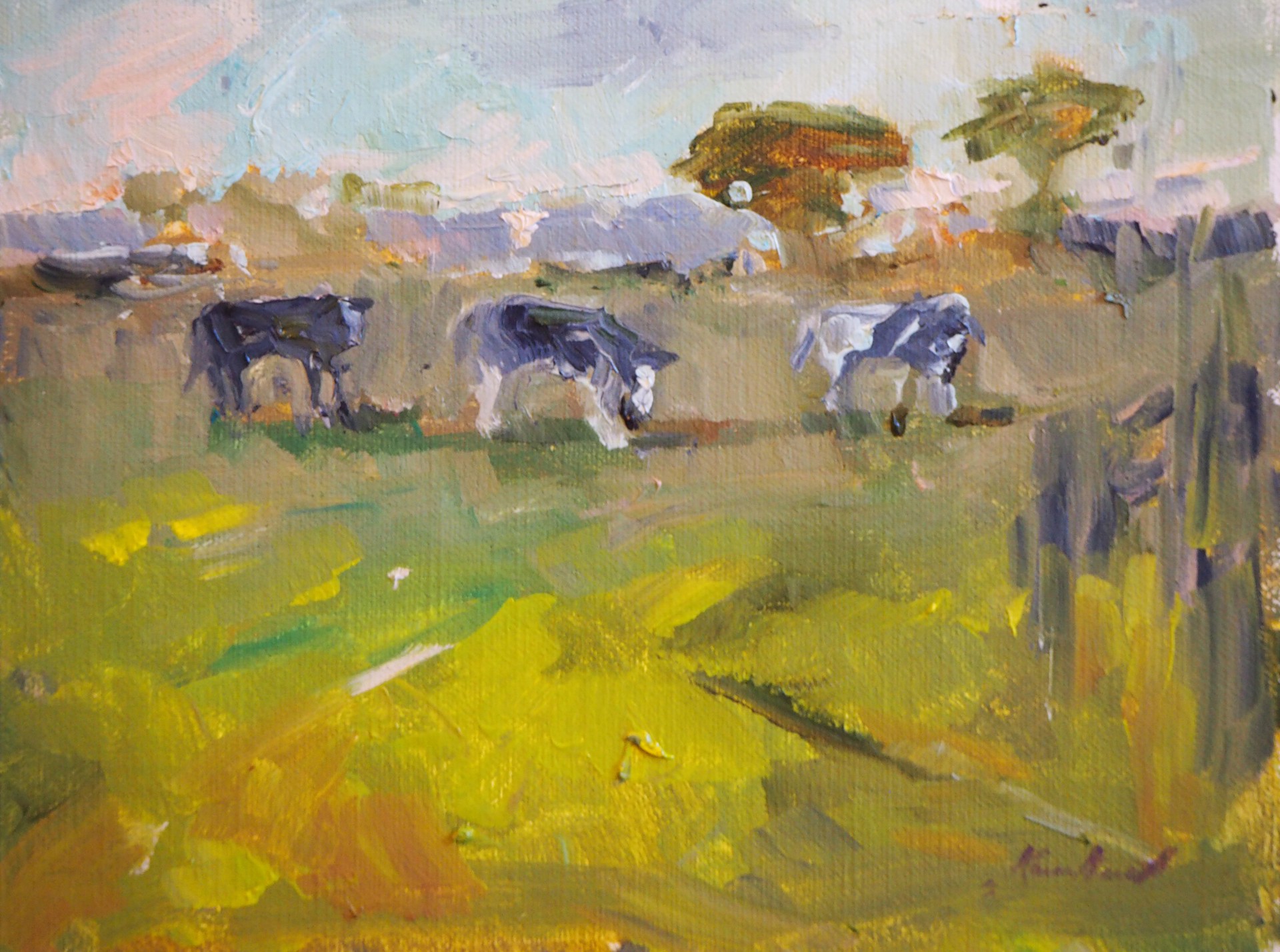 "Three Cows" original oil painting by Karen Hewitt Hagan